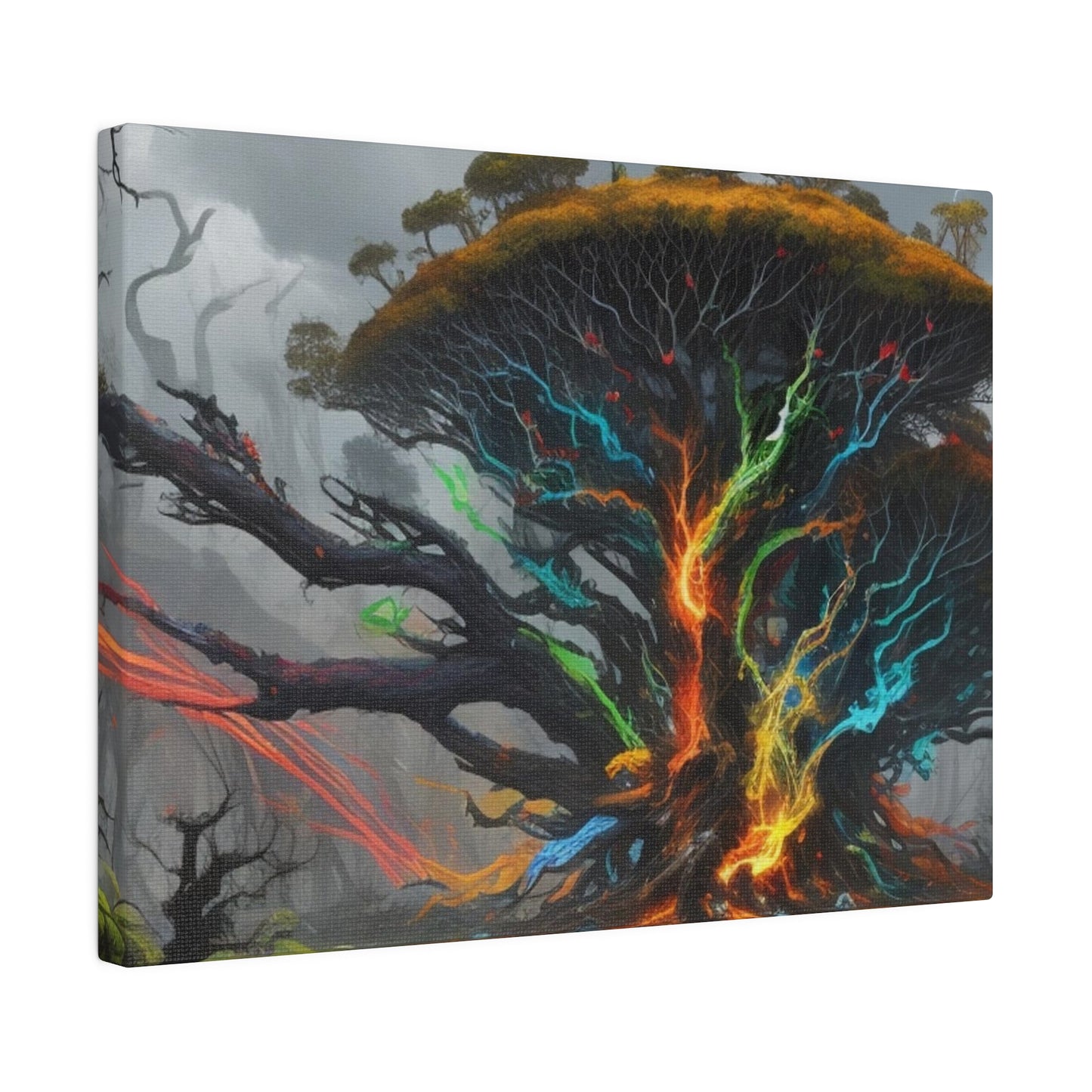 Colourful Lightning Bolts Among Large Trees - Matte Canvas, Stretched, 0.75"