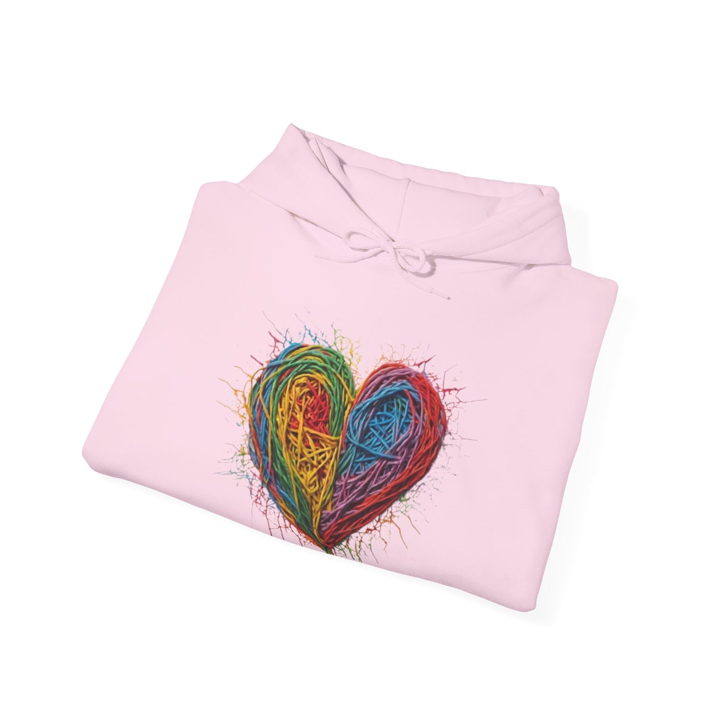 Multicoloured Scoubidou Love Heart - Unisex Hooded Sweatshirt