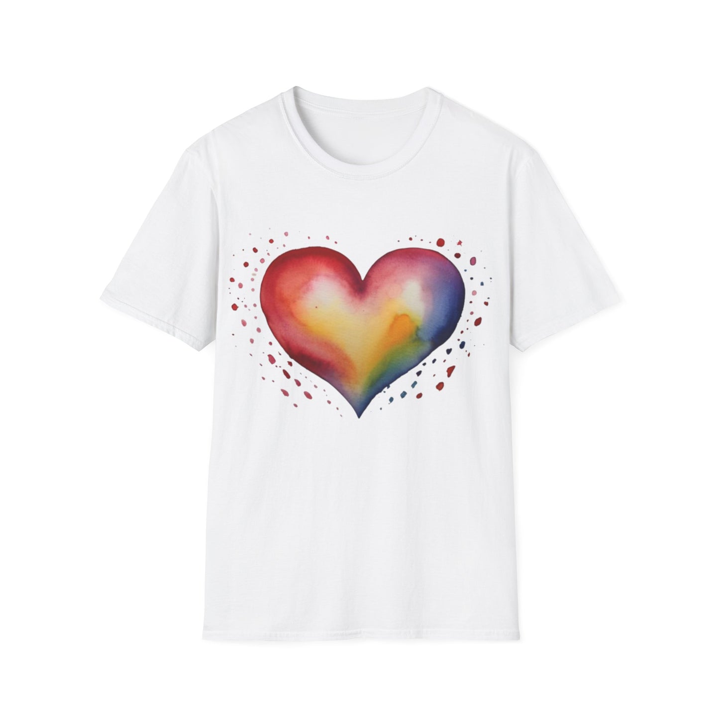 Colourful Watercolour Style Love Heart - Unisex T-Shirt