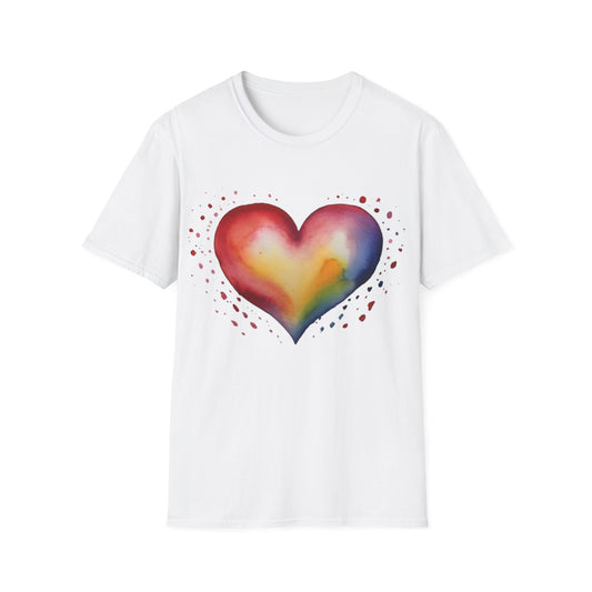 Colourful Watercolour Style Love Heart - Unisex T-Shirt