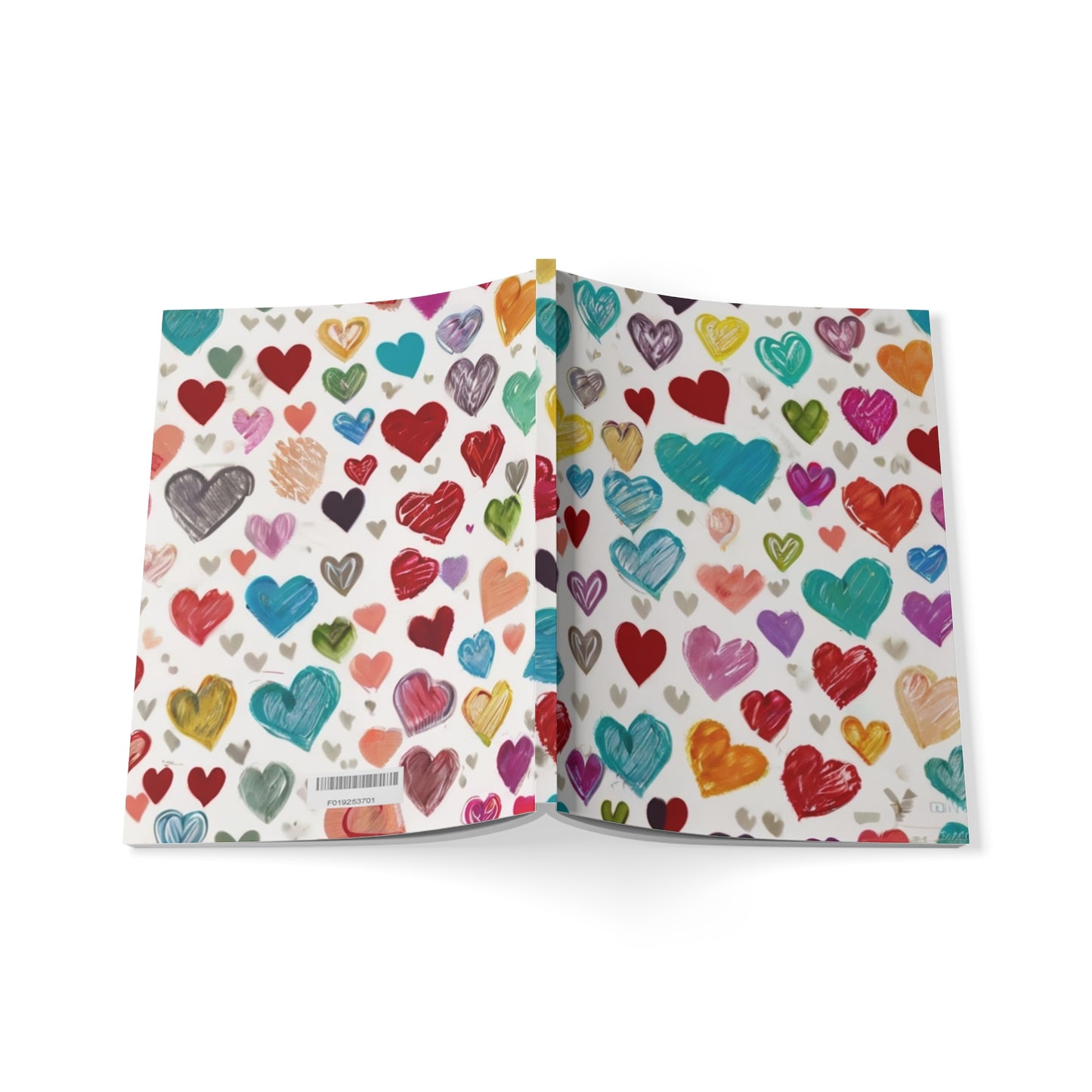 Colourful Sketched Small Love Hearts - Softcover Notebook, A5