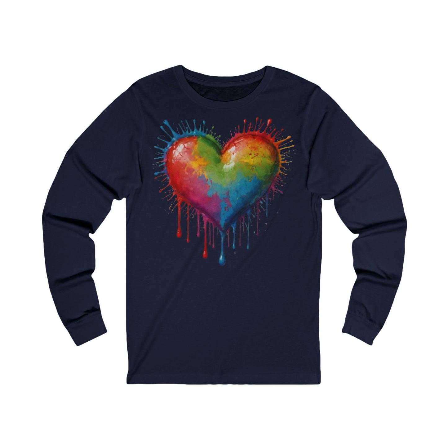 Colourful Messy Dripping Heart - Unisex Long Sleeve T-Shirt