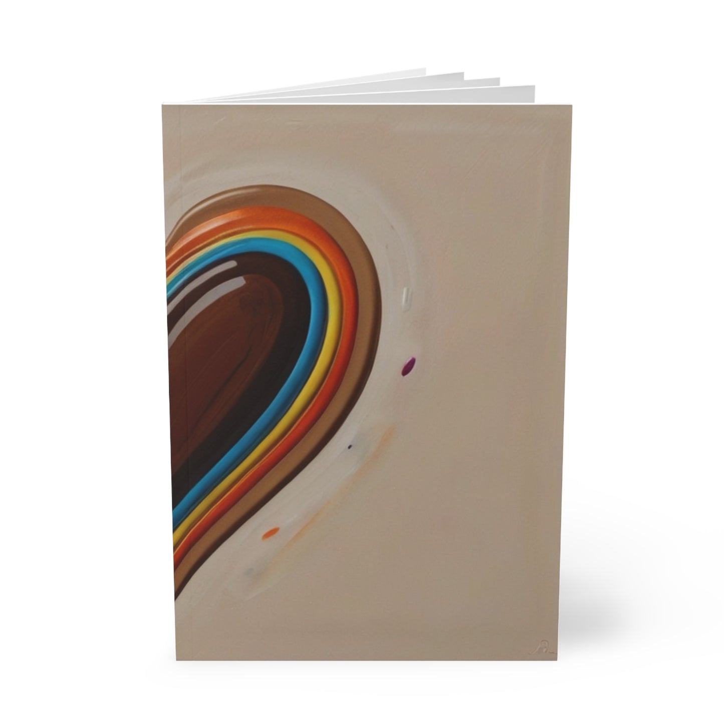 Colourful Brown Heart - Softcover Notebook, A5