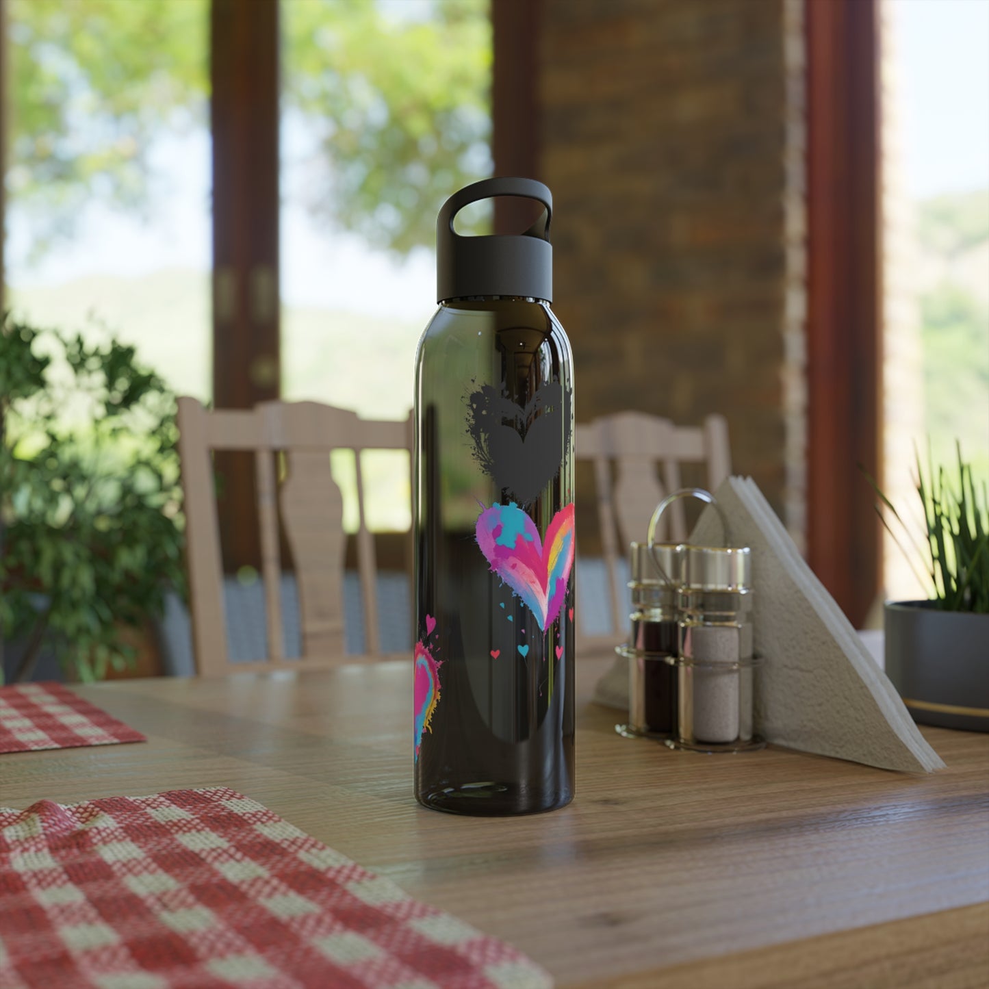 Colourful Love Hearts - Sky Water Bottle