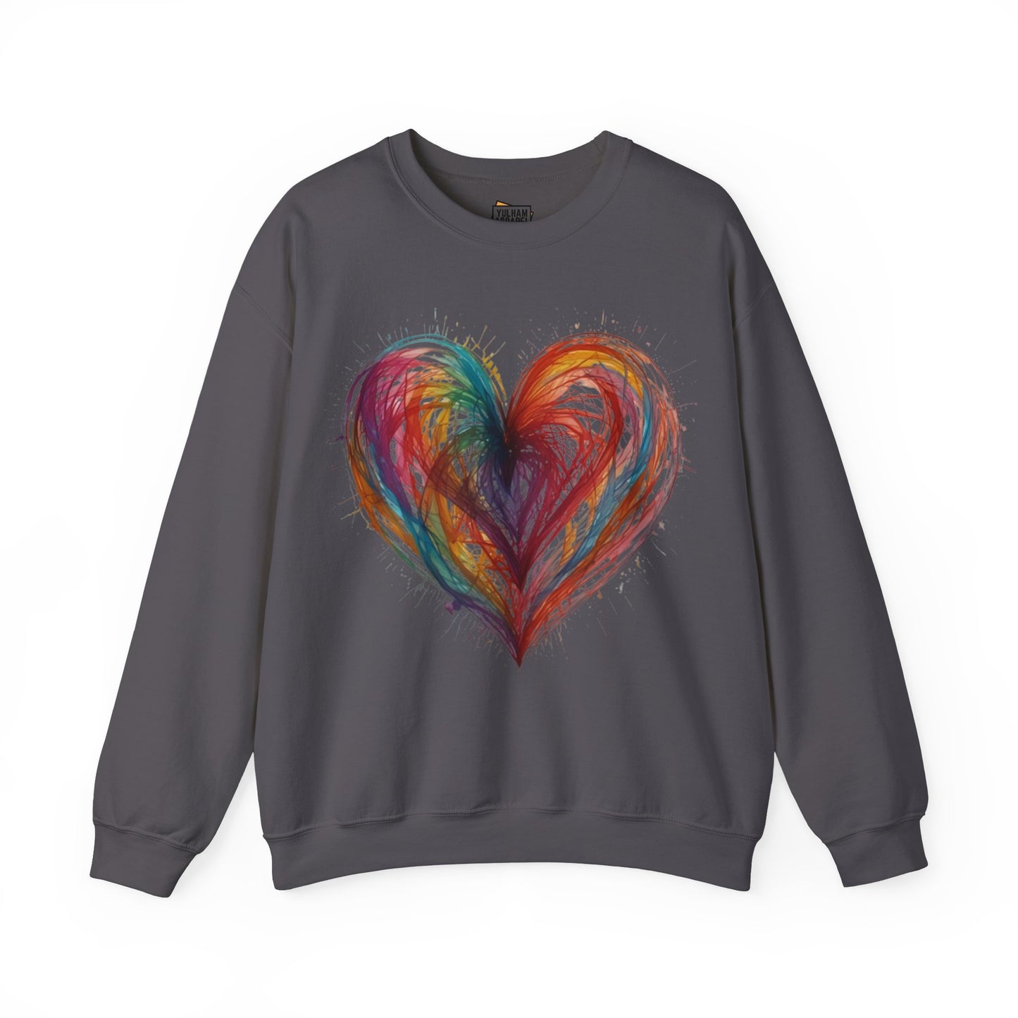 Colourful Messy Lines Transparent Love Heart - Unisex Crewneck Sweatshirt