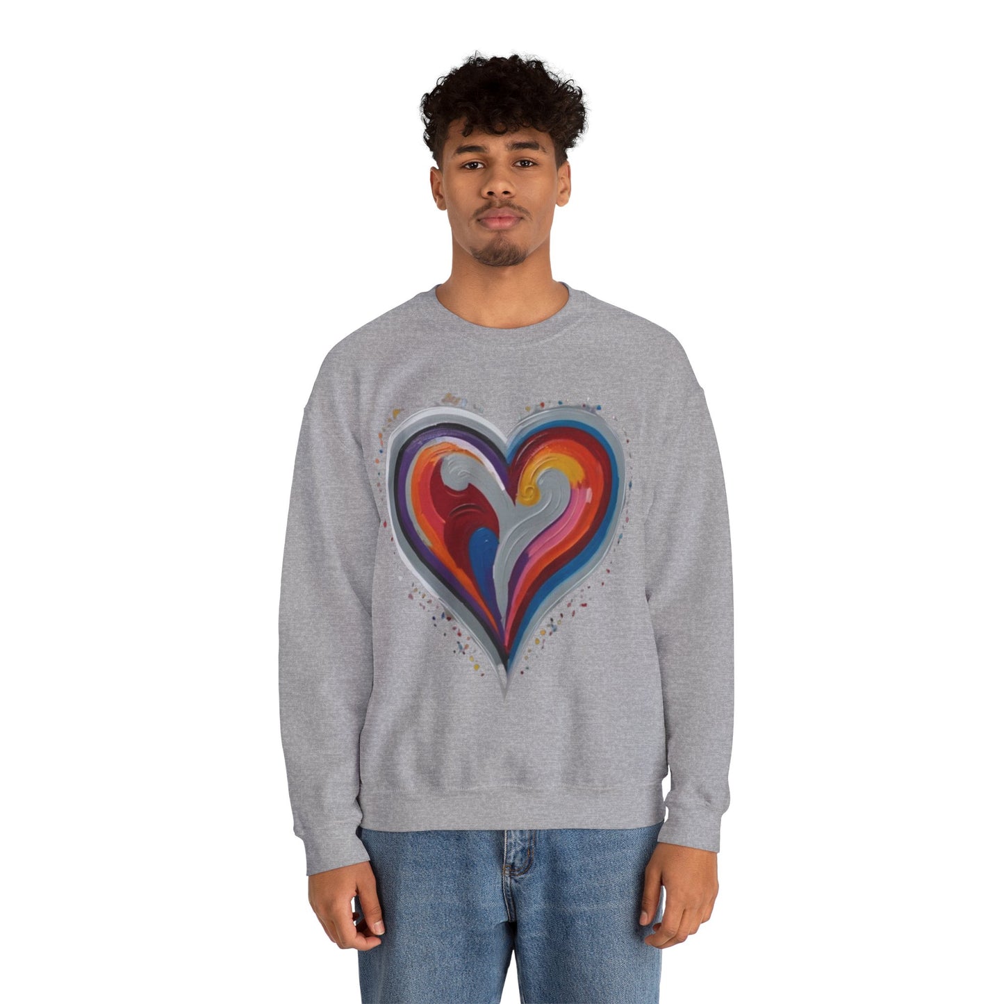 Colourful Grey Love Heart - Unisex Crewneck Sweatshirt