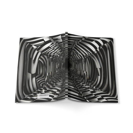 Black and White Abstract Tunnel Art - Softcover Notebook, A5