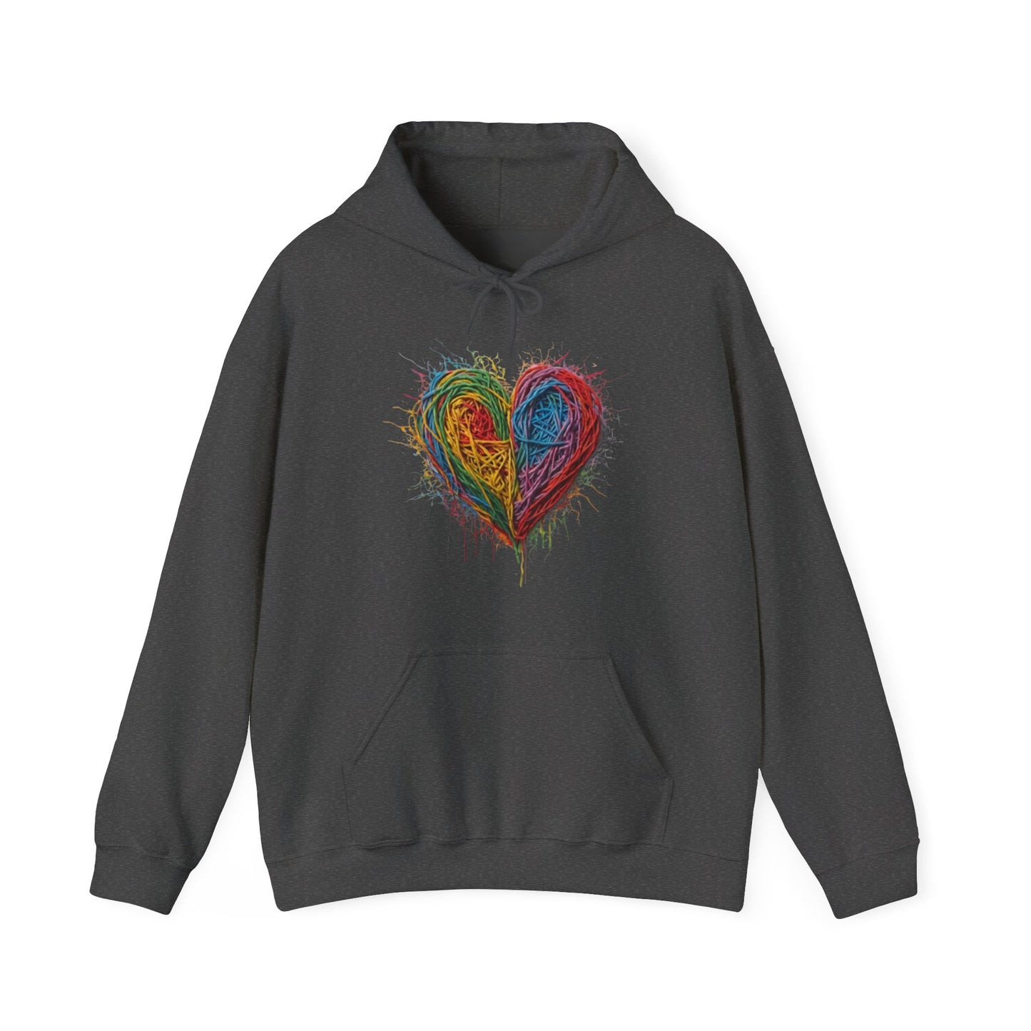 Multicoloured Scoubidou Love Heart - Unisex Hooded Sweatshirt