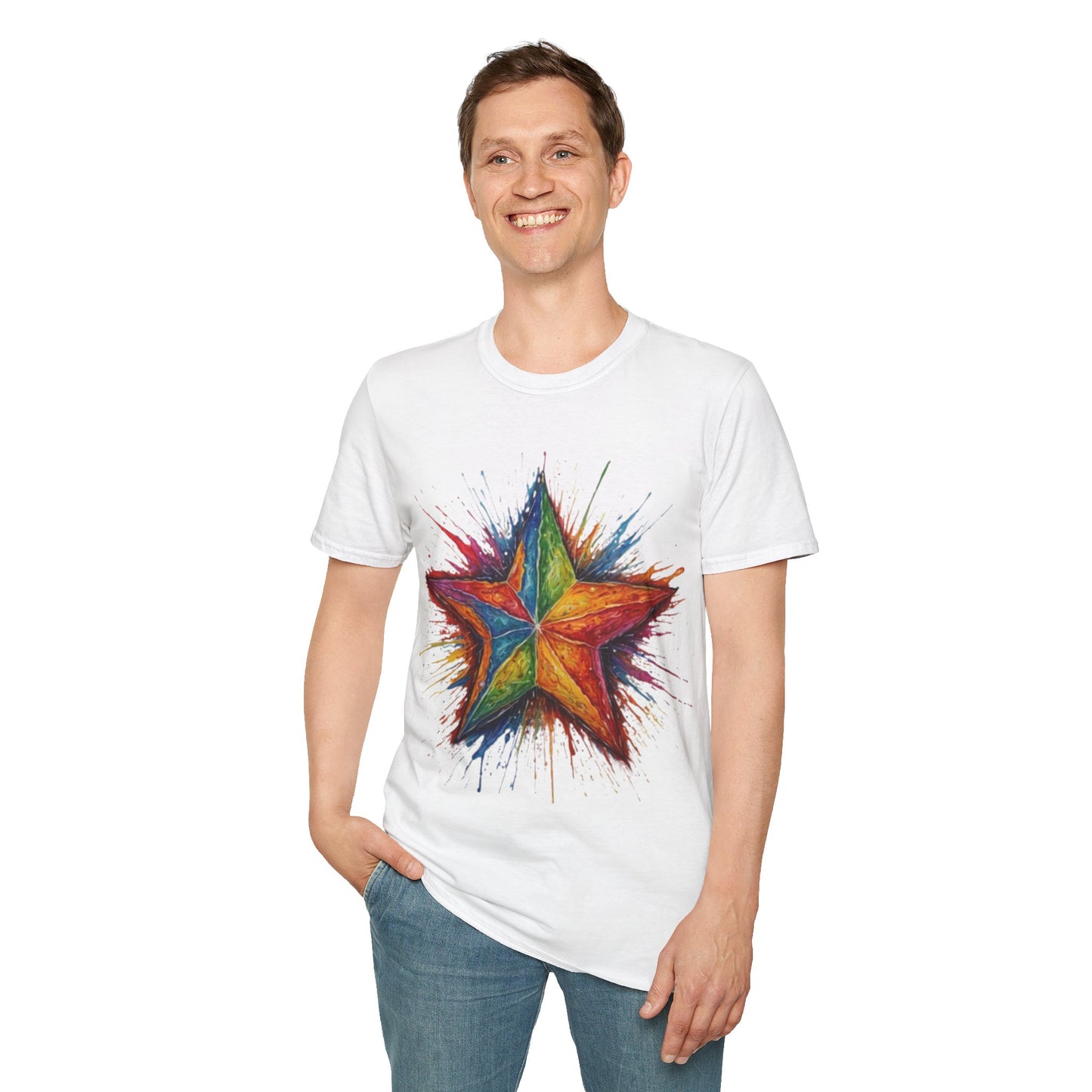 Burning Multicoloured Star - Unisex T-Shirt