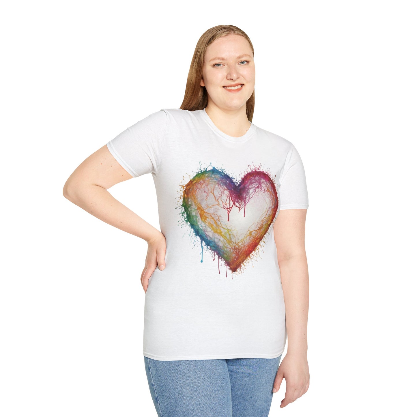 Transparent Colourful Love Heart - Unisex T-Shirt