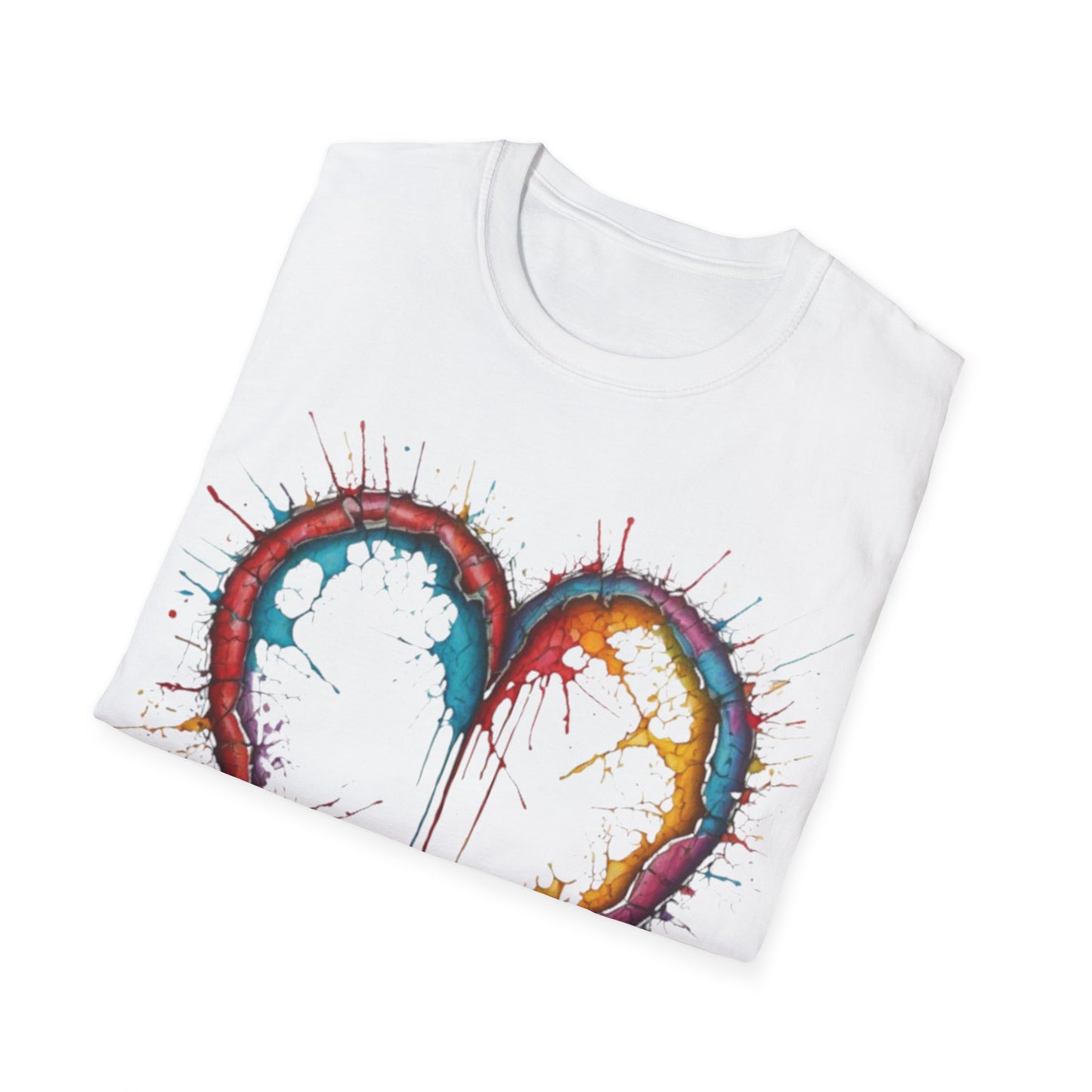 Hollow Colourful Messy Love Heart - Unisex T-Shirt