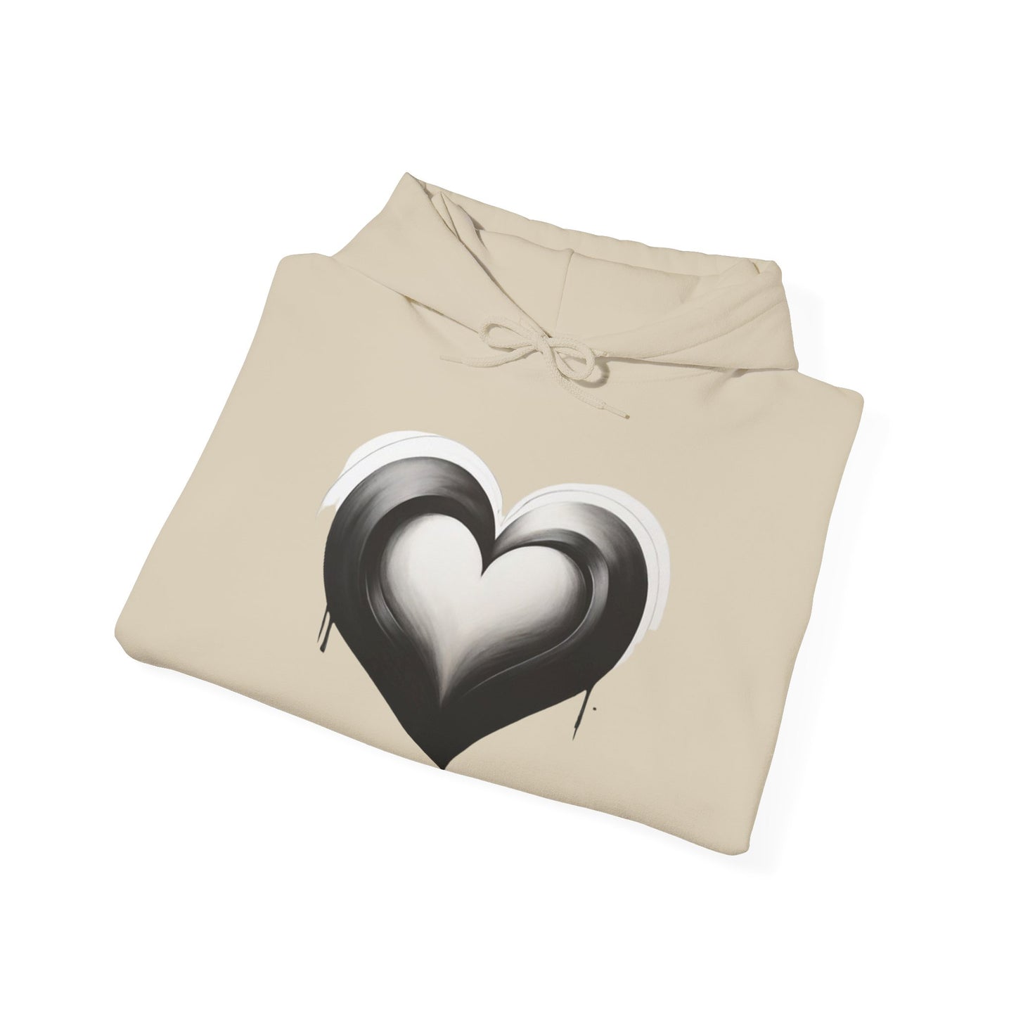 Black and White Heart - Unisex Hooded Sweatshirt