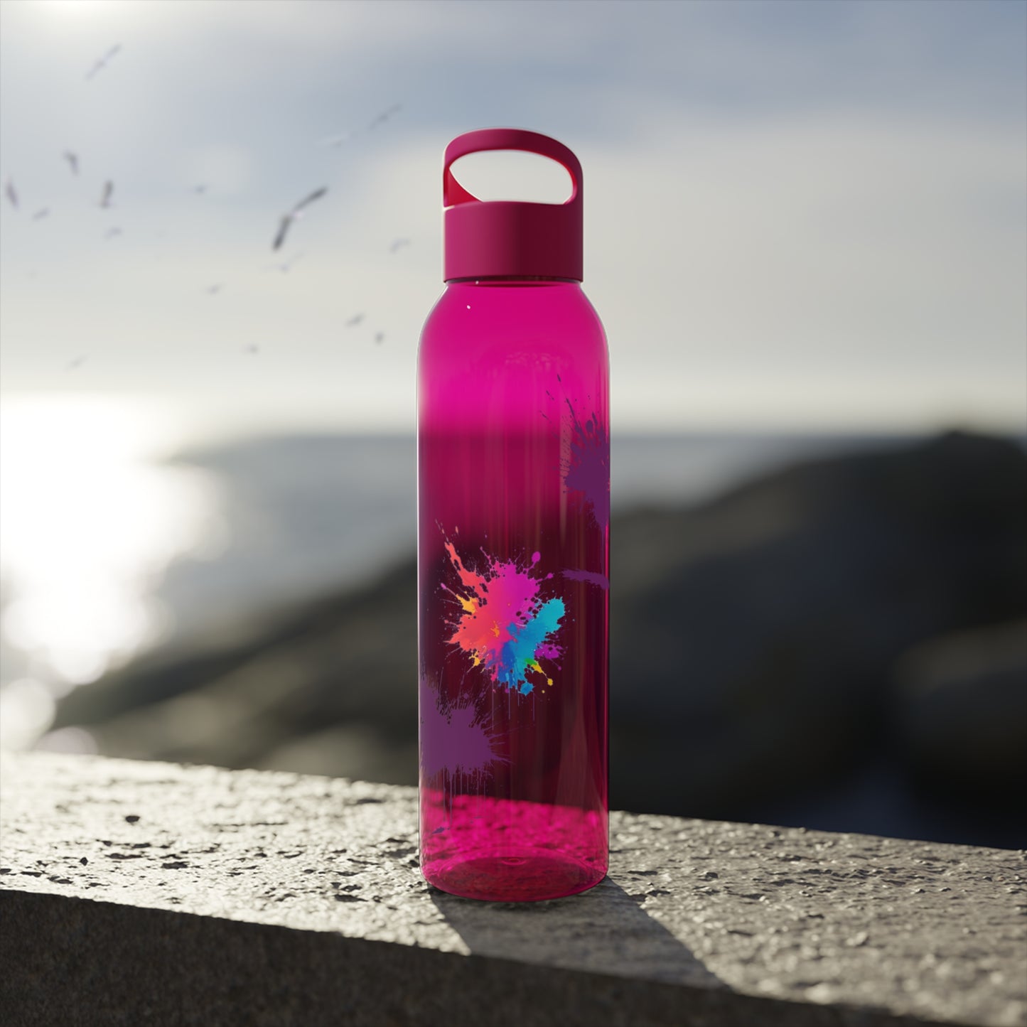 Colourful Paint Splatter - Sky Water Bottle