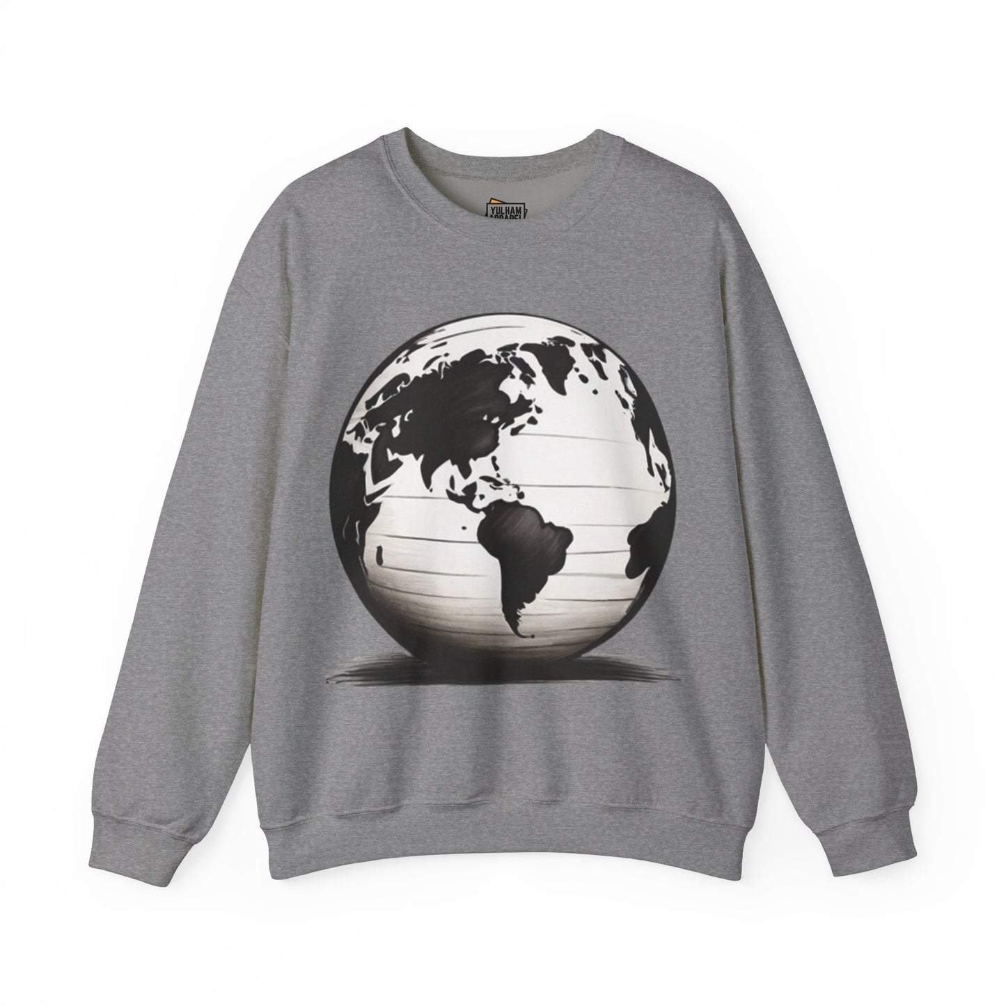 Black and White Earth Sphere - Unisex Crewneck Sweatshirt