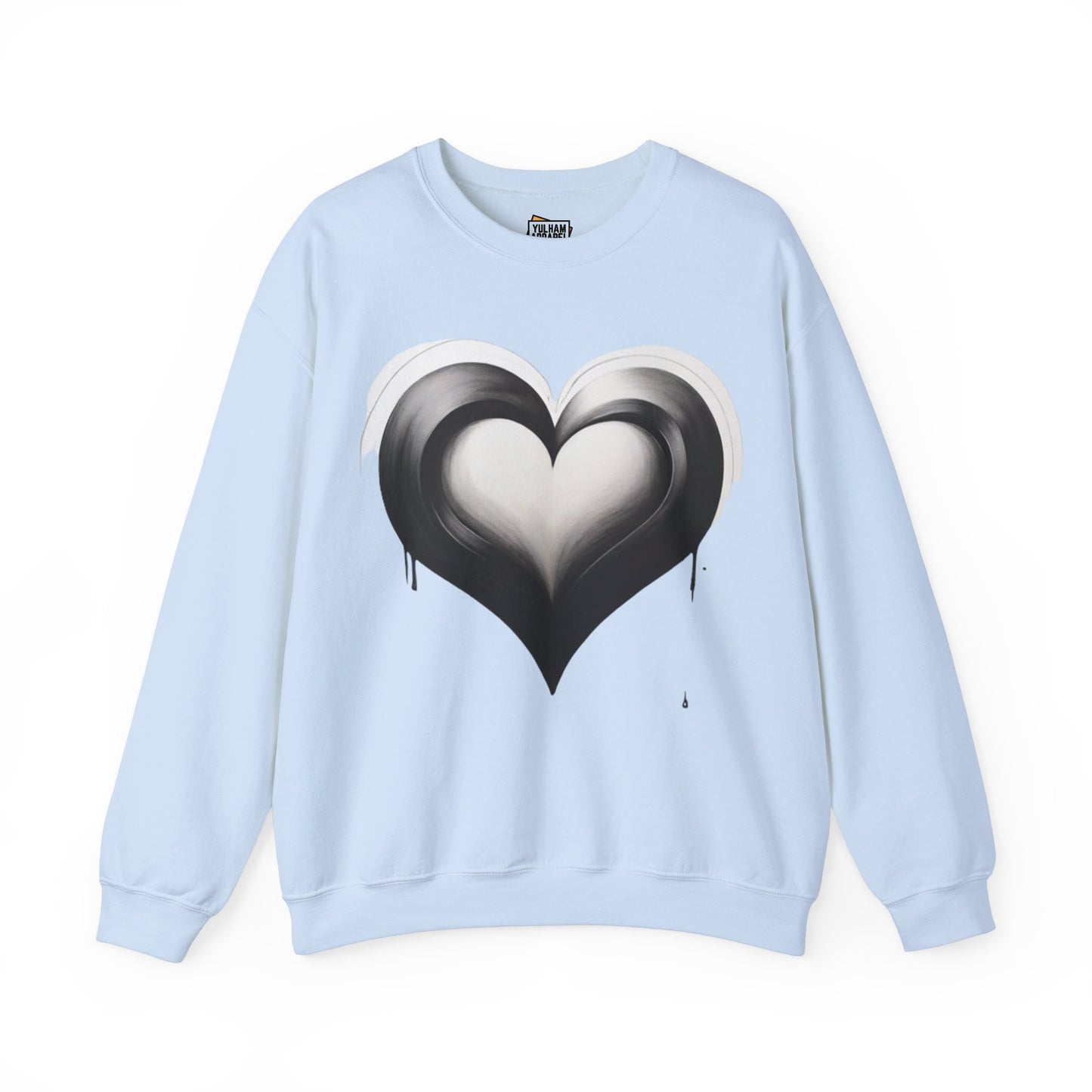 Black and White Love Heart - Unisex Crewneck Sweatshirt