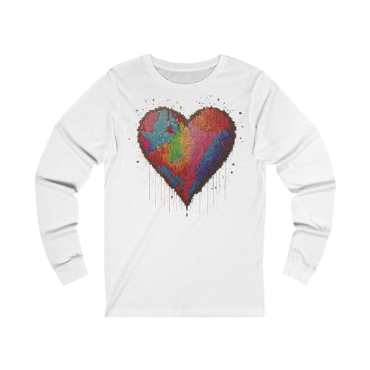 Pixelated Love Heart - Unisex Long Sleeve T-Shirt