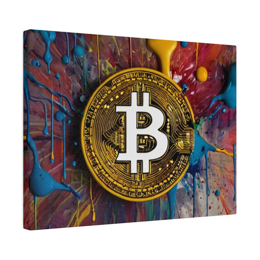 Bitcoin Paint Splatter Background Canvas - Matte Canvas, Stretched, 0.75"