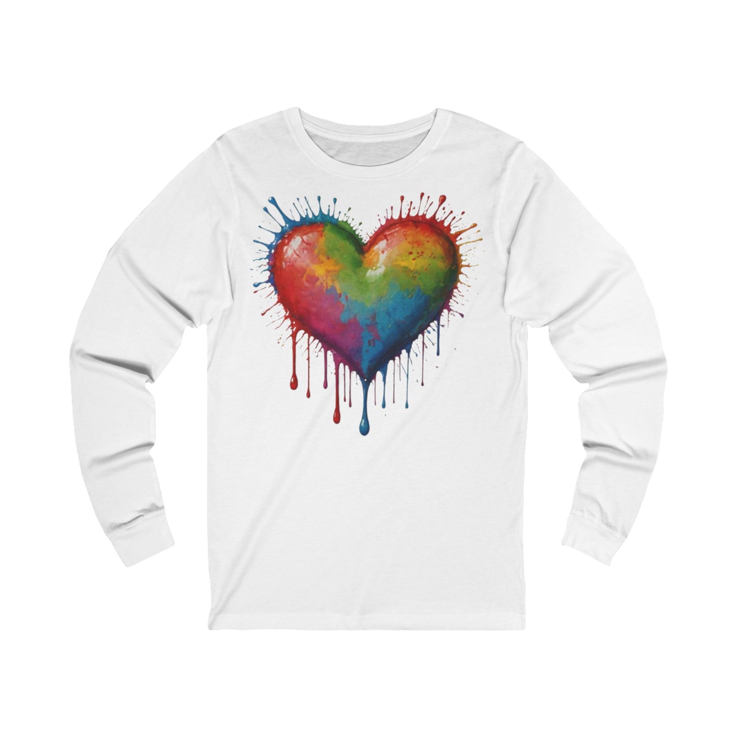 Colourful Messy Dripping Heart - Unisex Long Sleeve T-Shirt