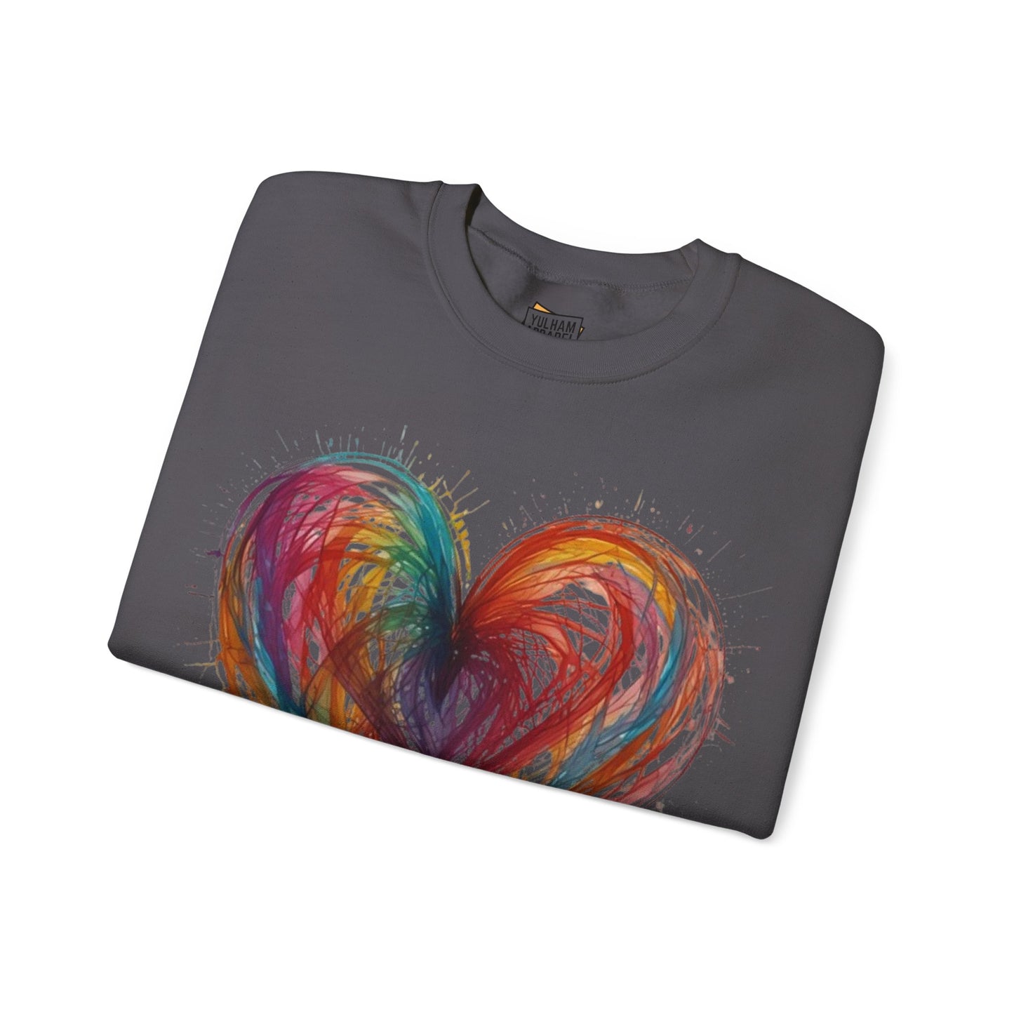 Colourful Messy Lines Transparent Love Heart - Unisex Crewneck Sweatshirt