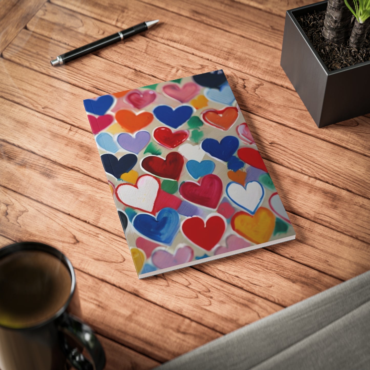 Small Colourful Love Hearts - Softcover Notebook, A5