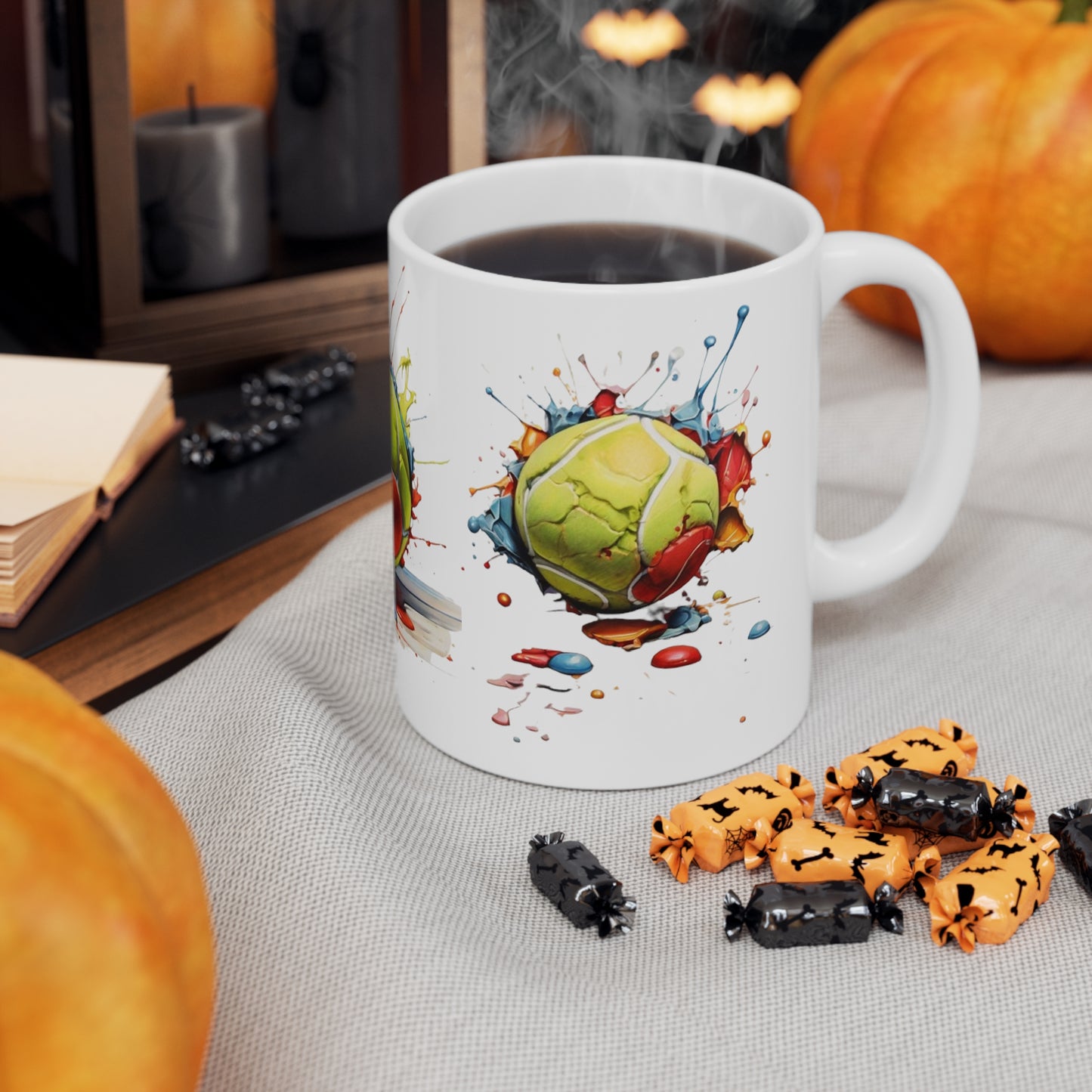 Colourful Messy Tennis Ball's Mug - Ceramic Coffee Mug 11oz