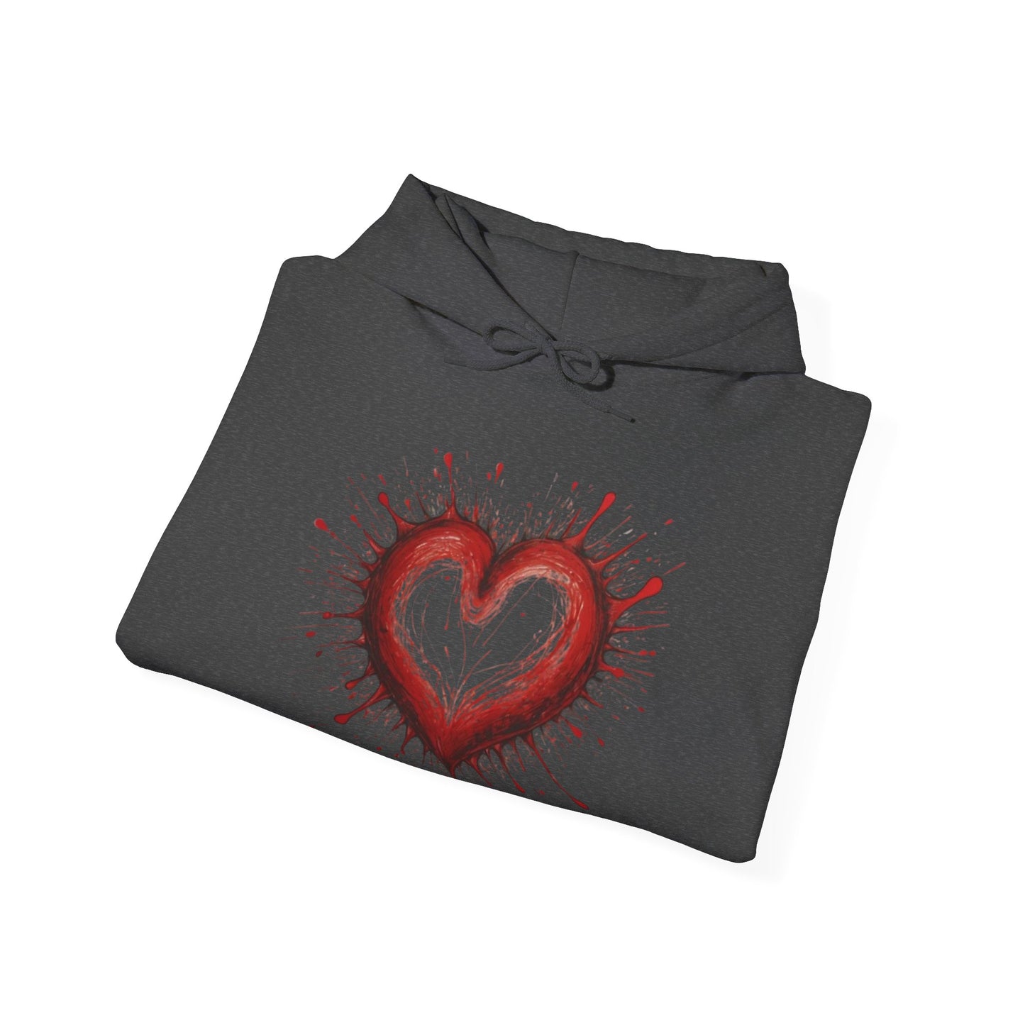 Messy Red Love Heart - Unisex Hooded Sweatshirt