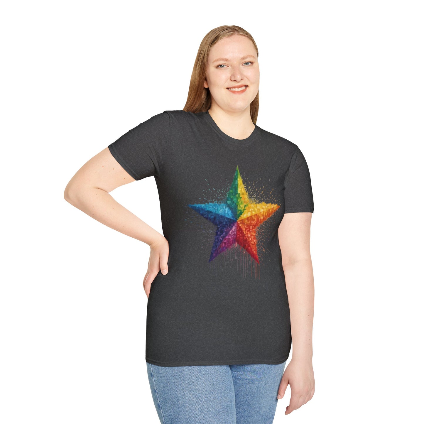 Multicoloured Pixelated Star - Unisex T-Shirt