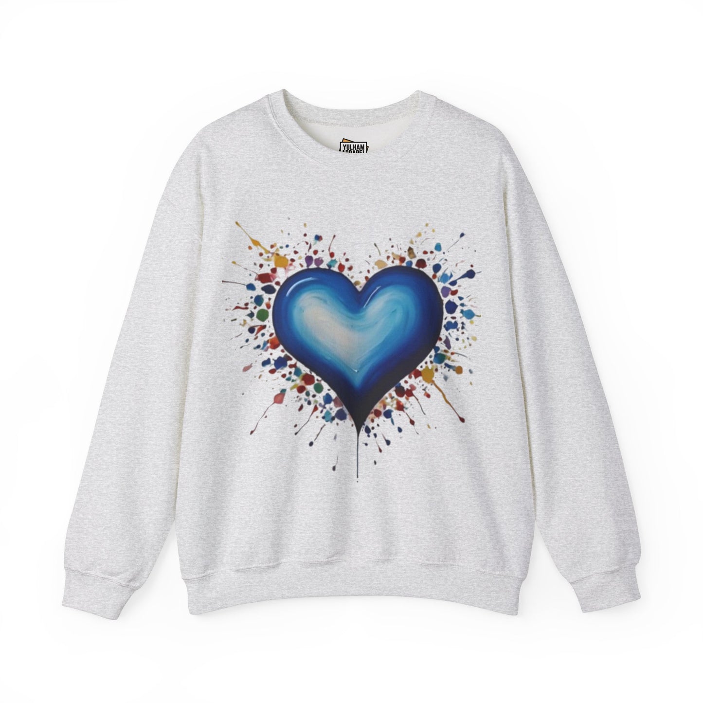 Messy Splatter Blue Love Heart - Unisex Crewneck Sweatshirt