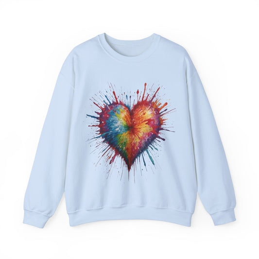 Colourful Messy Exploding Love Heart - Unisex Crewneck Sweatshirt