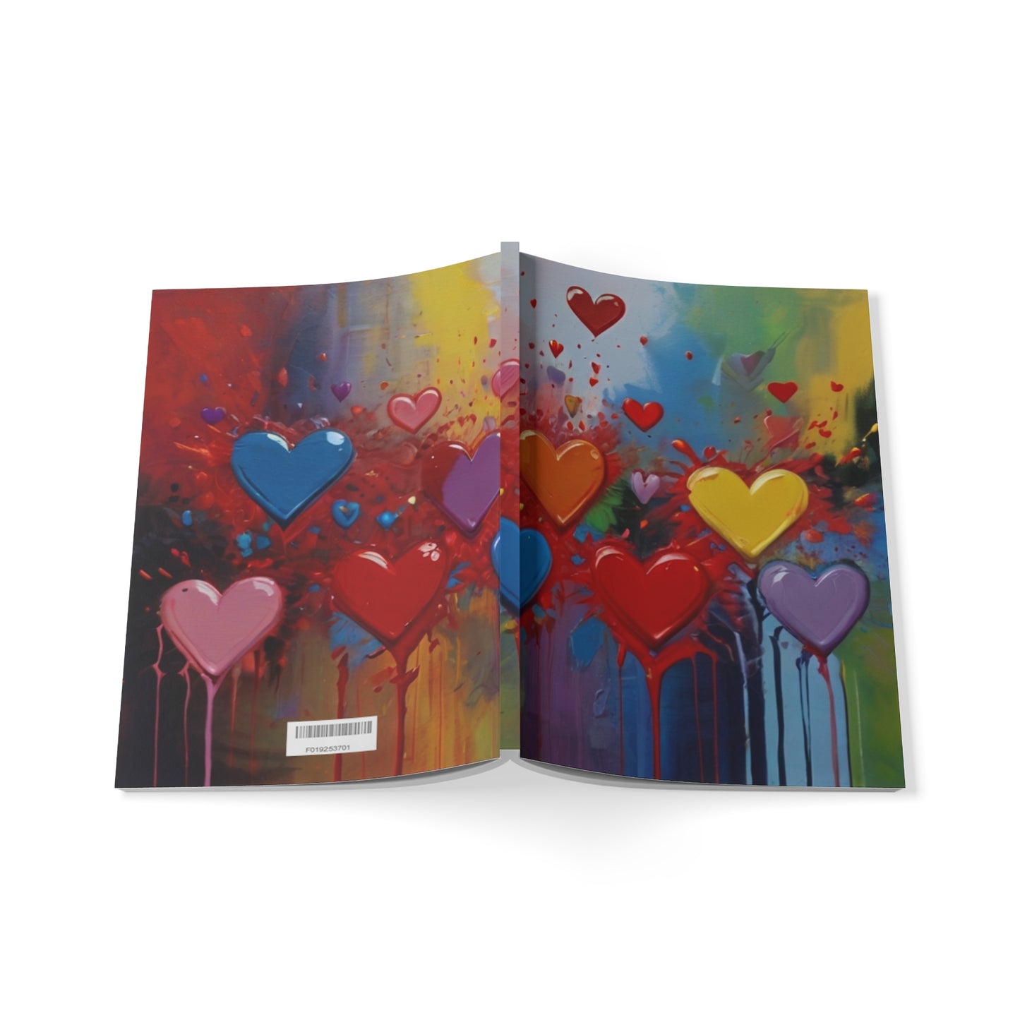 Messy Splatter Love Hearts - Softcover Notebook, A5