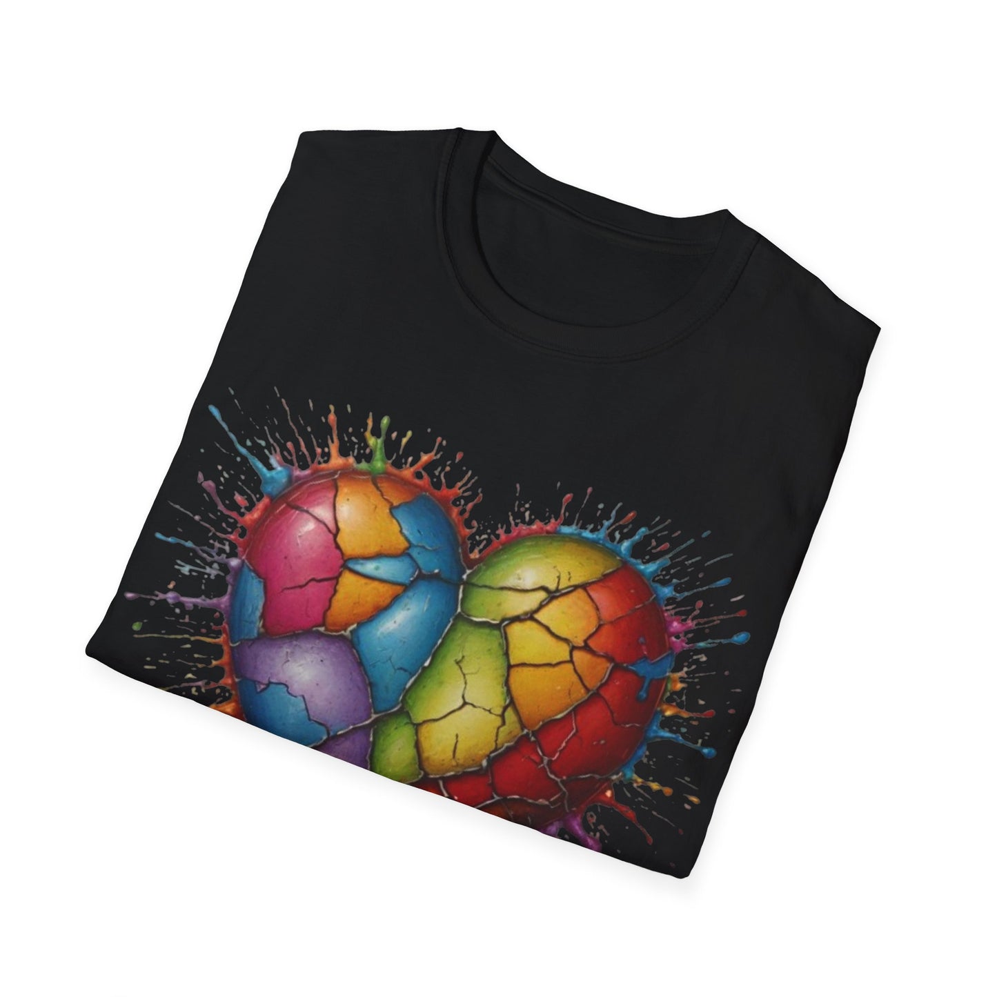 Colourful Messy Cracked Love Heart - Unisex T-Shirt