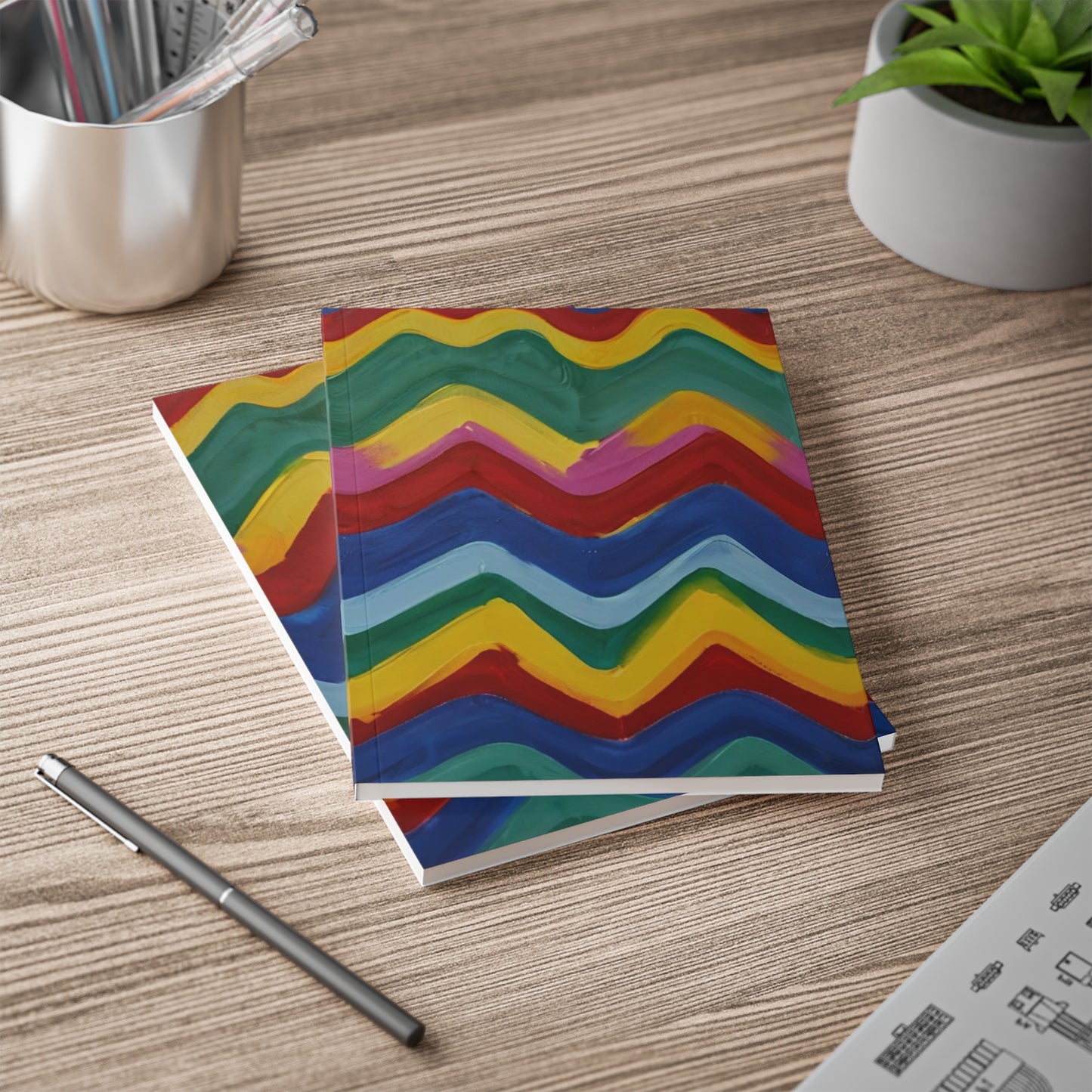 Multicoloured Paint Zigzags - Softcover Notebook, A5