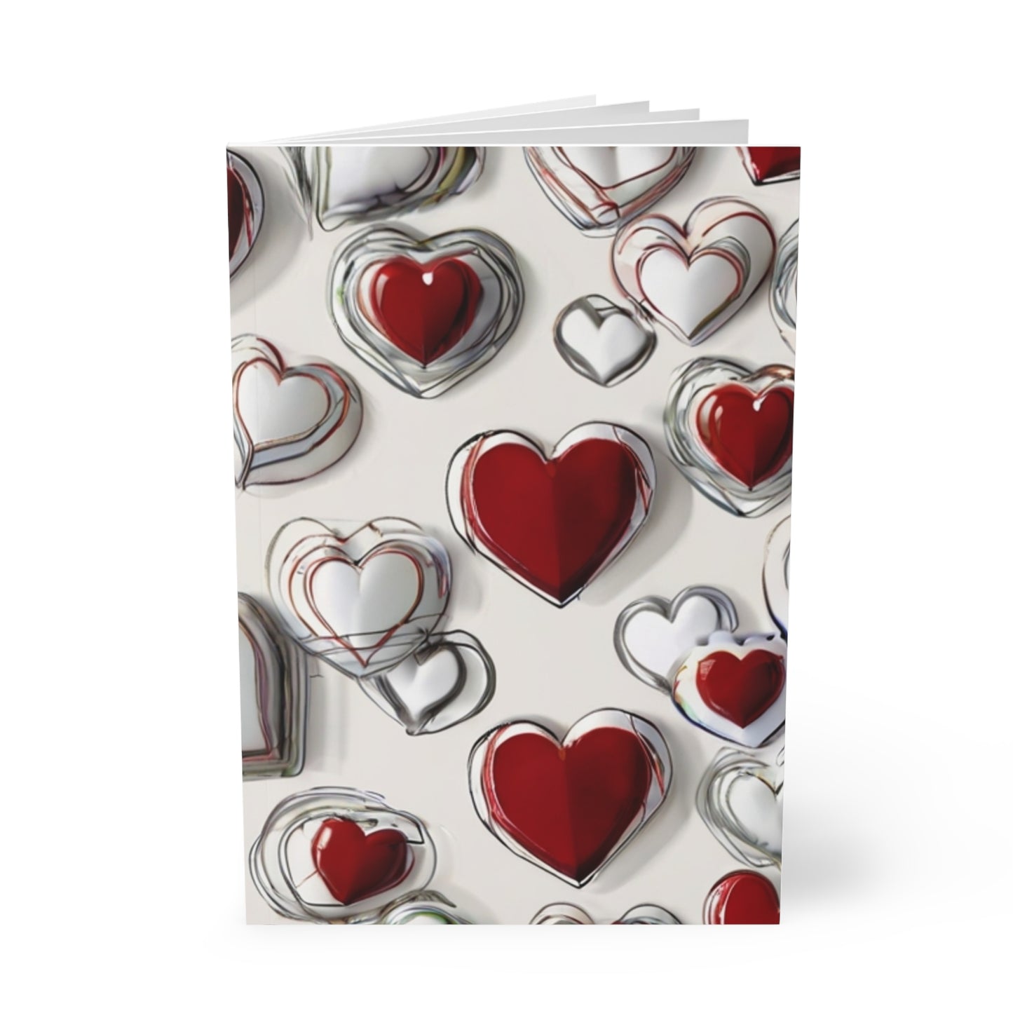 Red And White Love Hearts - Softcover Notebook, A5