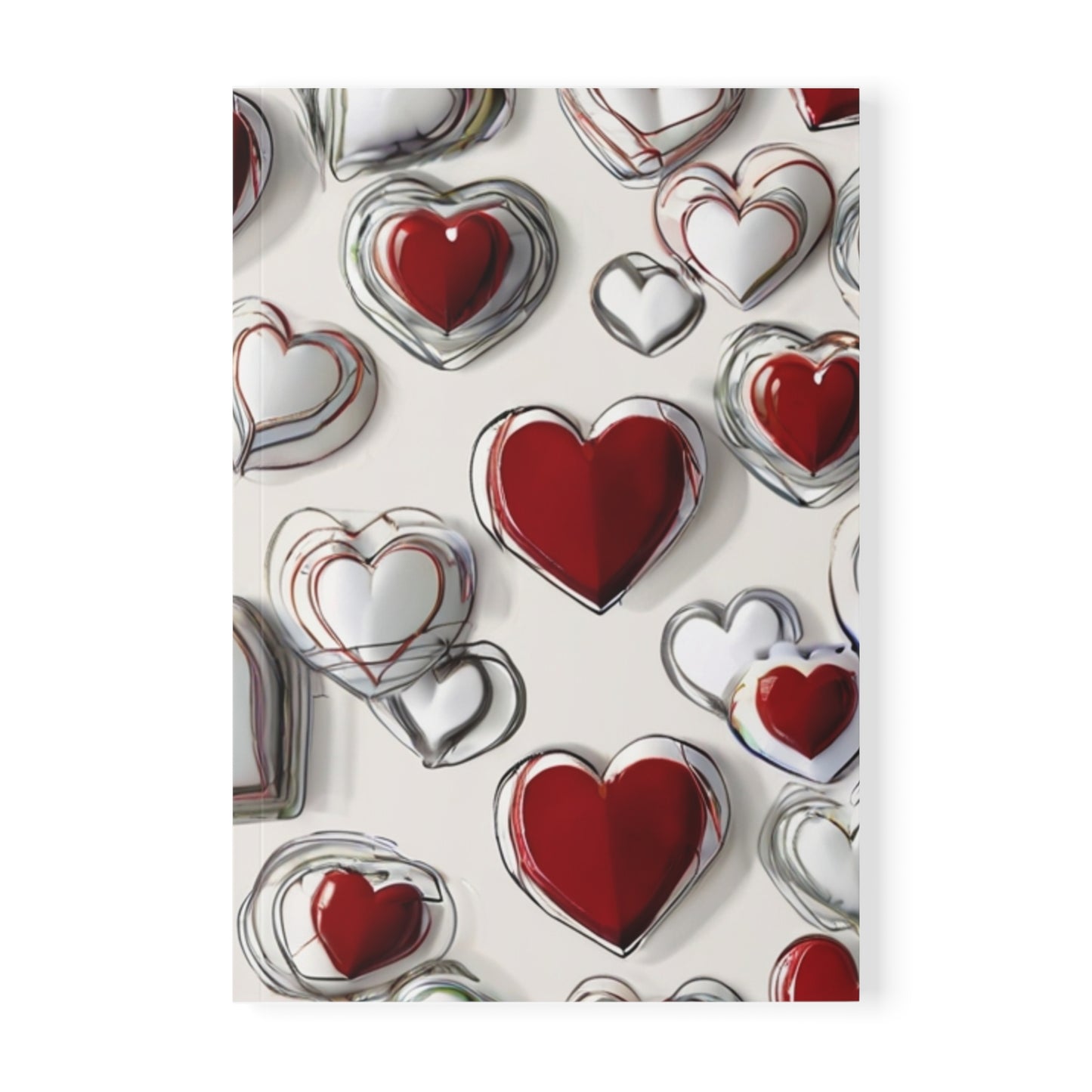 Red And White Love Hearts - Softcover Notebook, A5