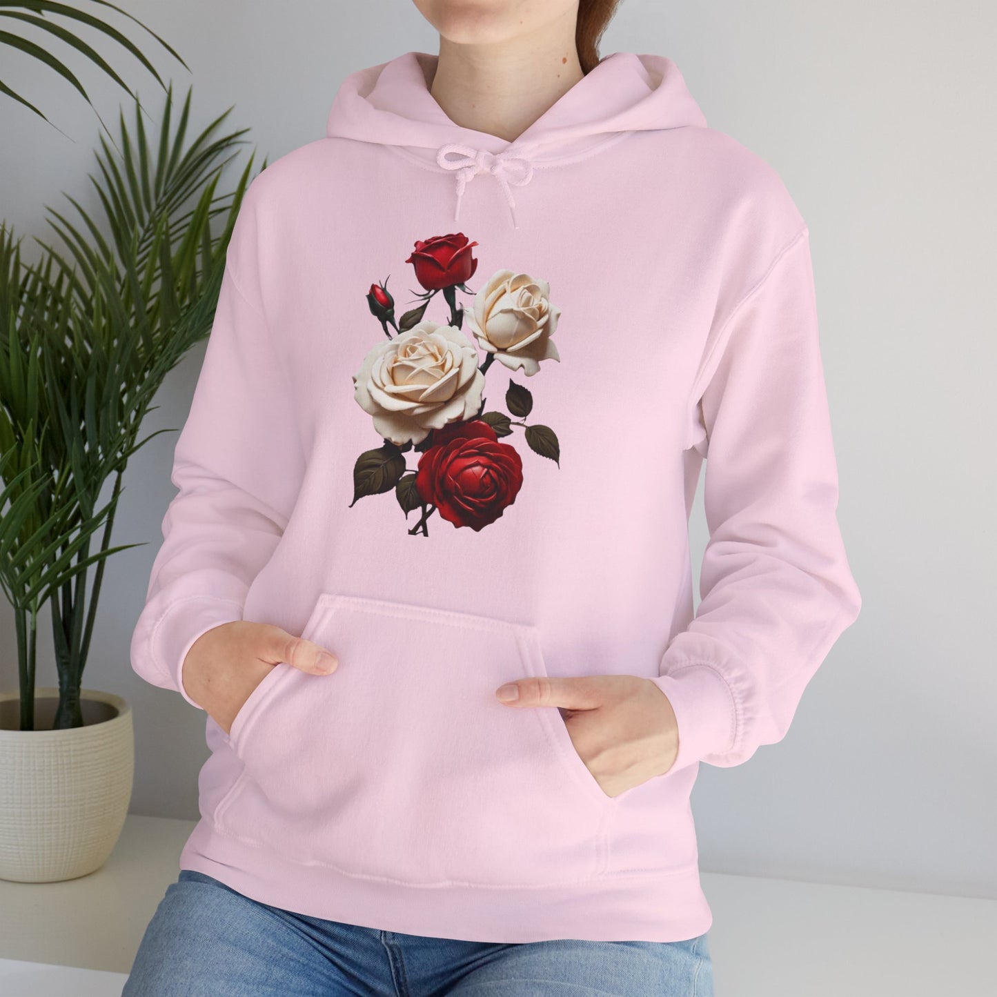 Red and White Roses - Unisex Hooded Sweatshirt