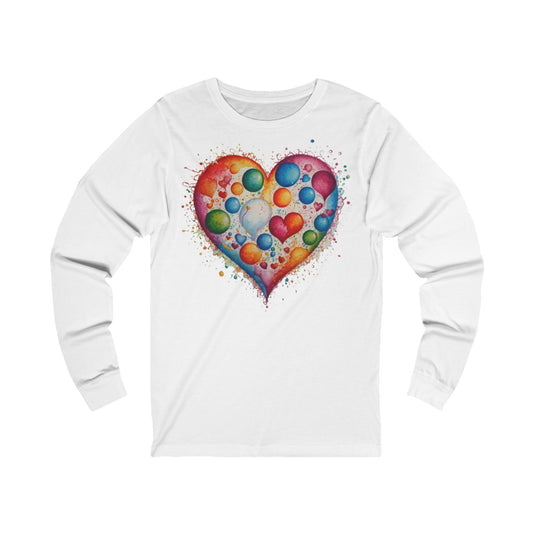 Colourful Messy Bubbles Love Heart - Unisex Long Sleeve T-Shirt