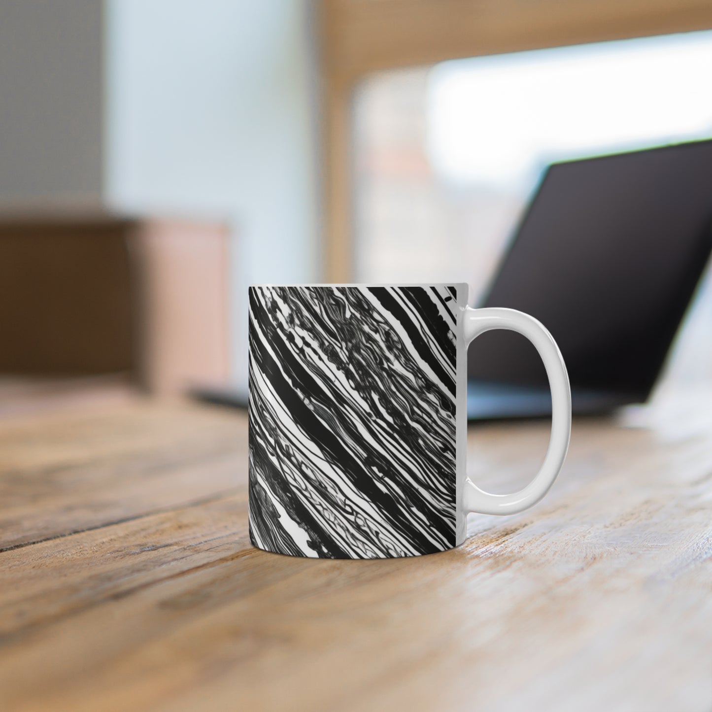Black and White Line Art Mug - Ceramic Coffee Mug 11oz