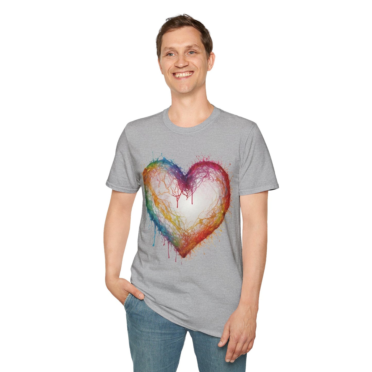 Transparent Colourful Love Heart - Unisex T-Shirt