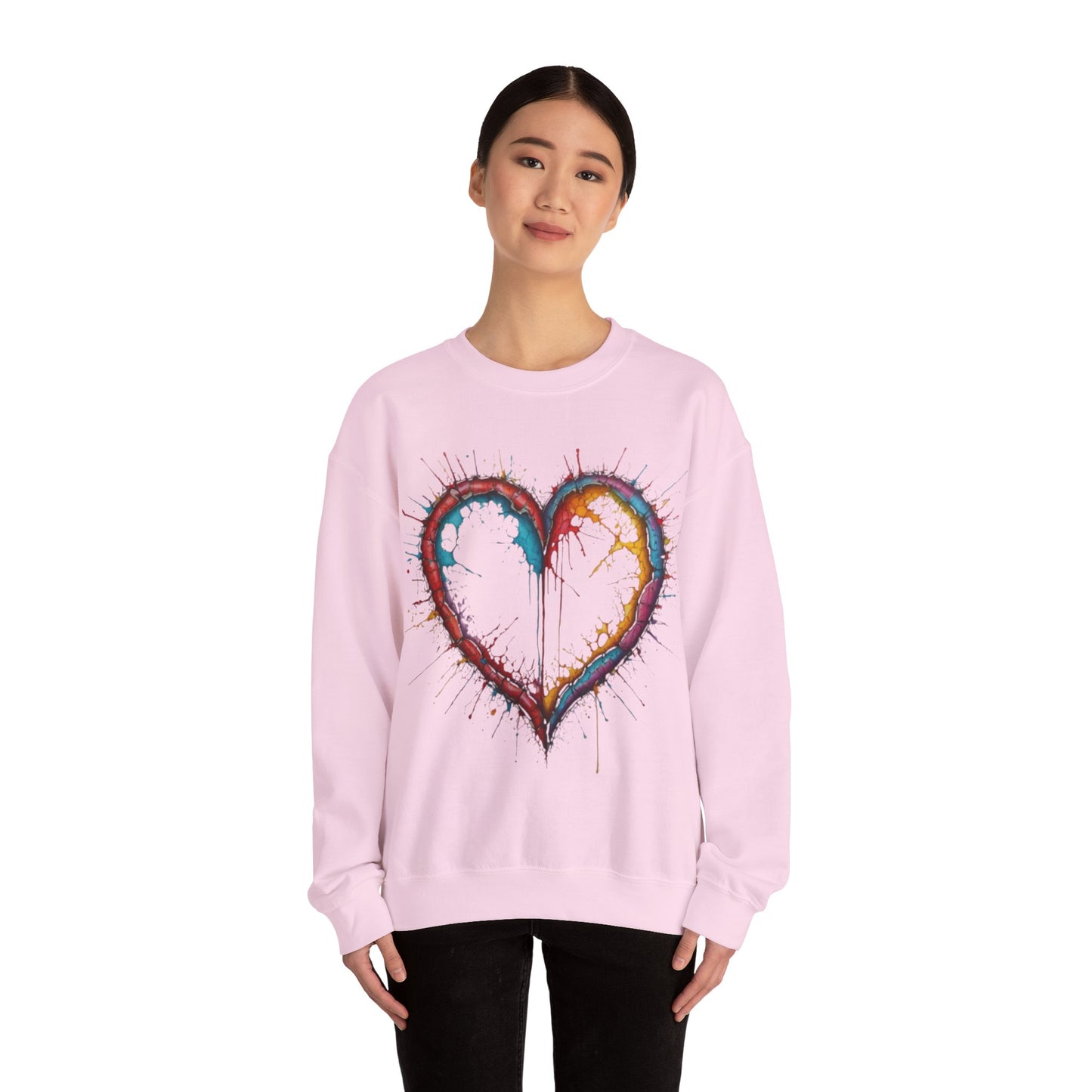 Hollow Colourful Messy Love Heart - Unisex Heavy Sweatshirt