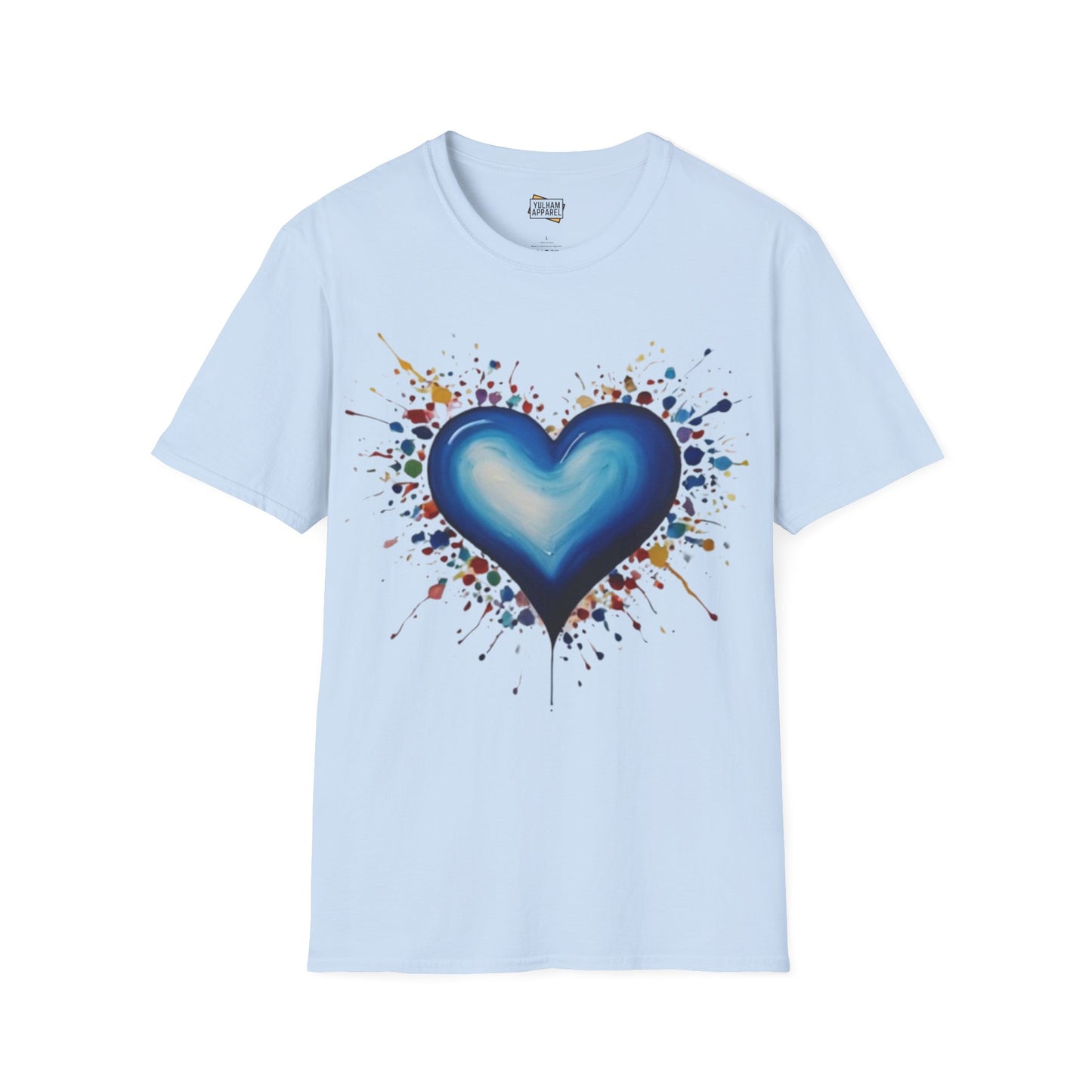 Messy Splatter Blue Love Heart - Unisex T-Shirt