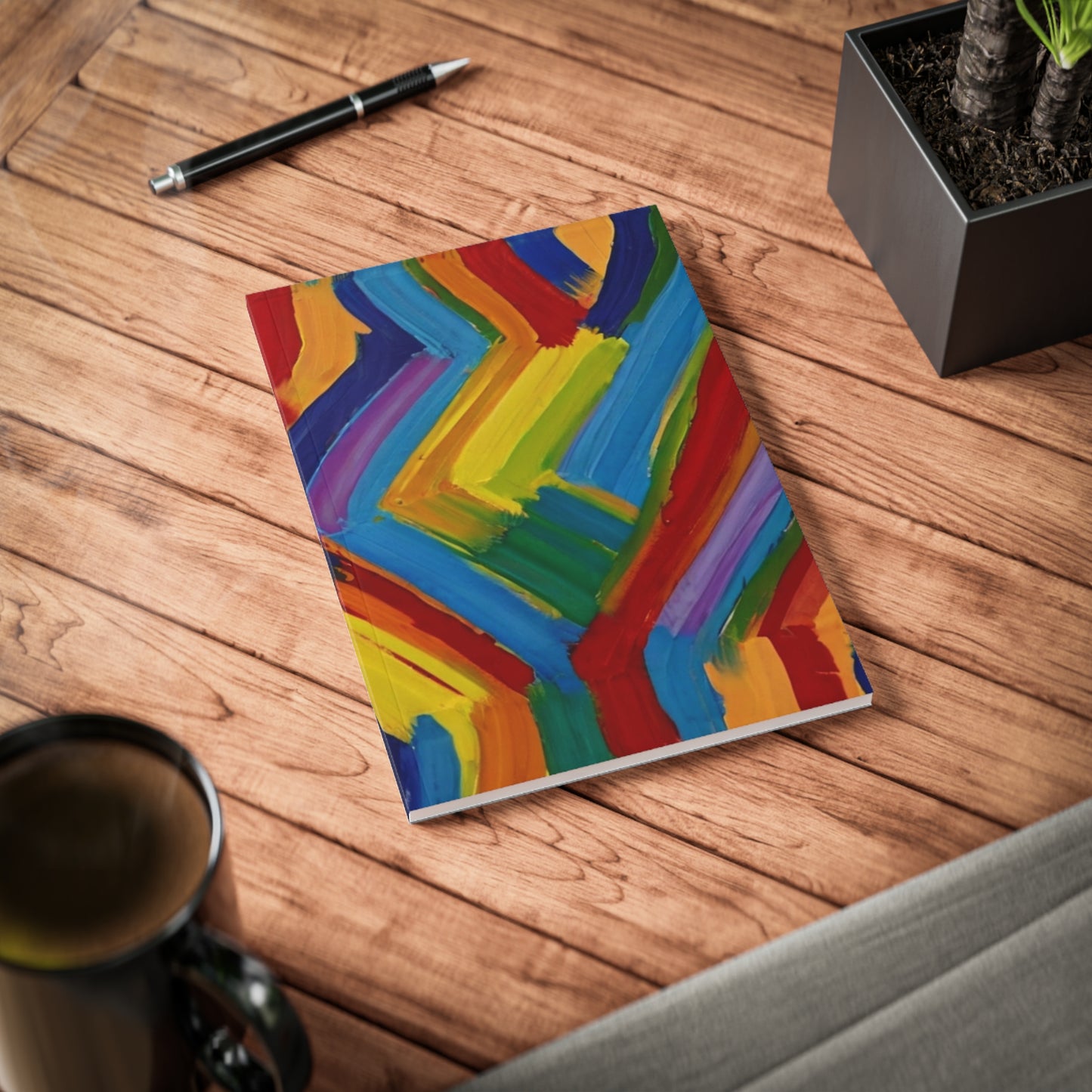 Messy Paint Zigzags - Softcover Notebook, A5