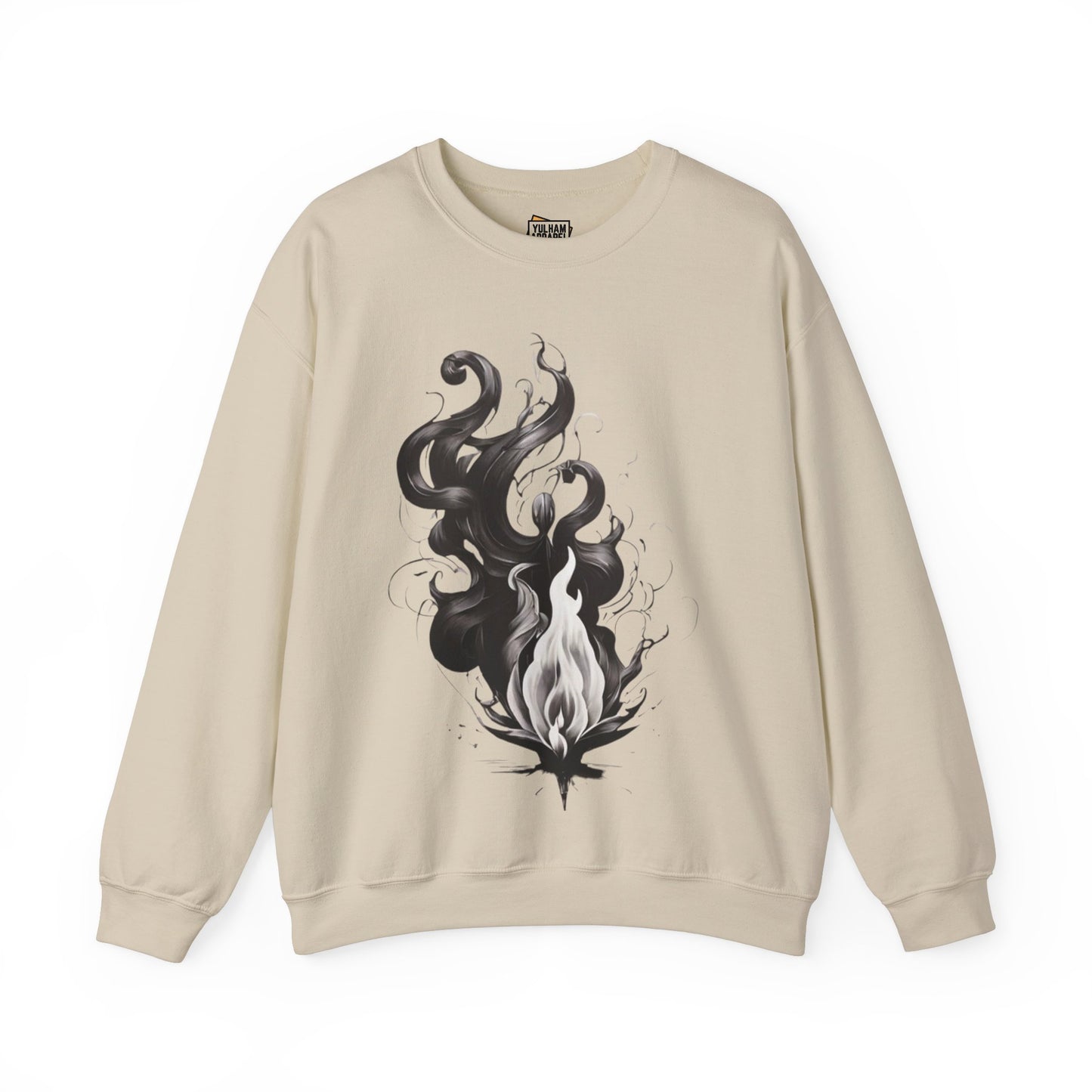 Black and White Flame - Unisex Crewneck Sweatshirt