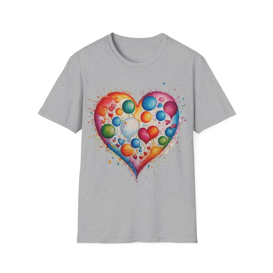 Colourful Messy Bubbles Love Heart - Unisex T-Shirt