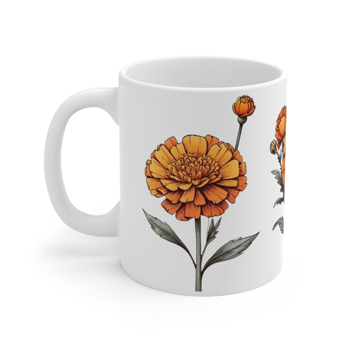 Marigold Flower Mug - Ceramic Coffee Mug 11oz