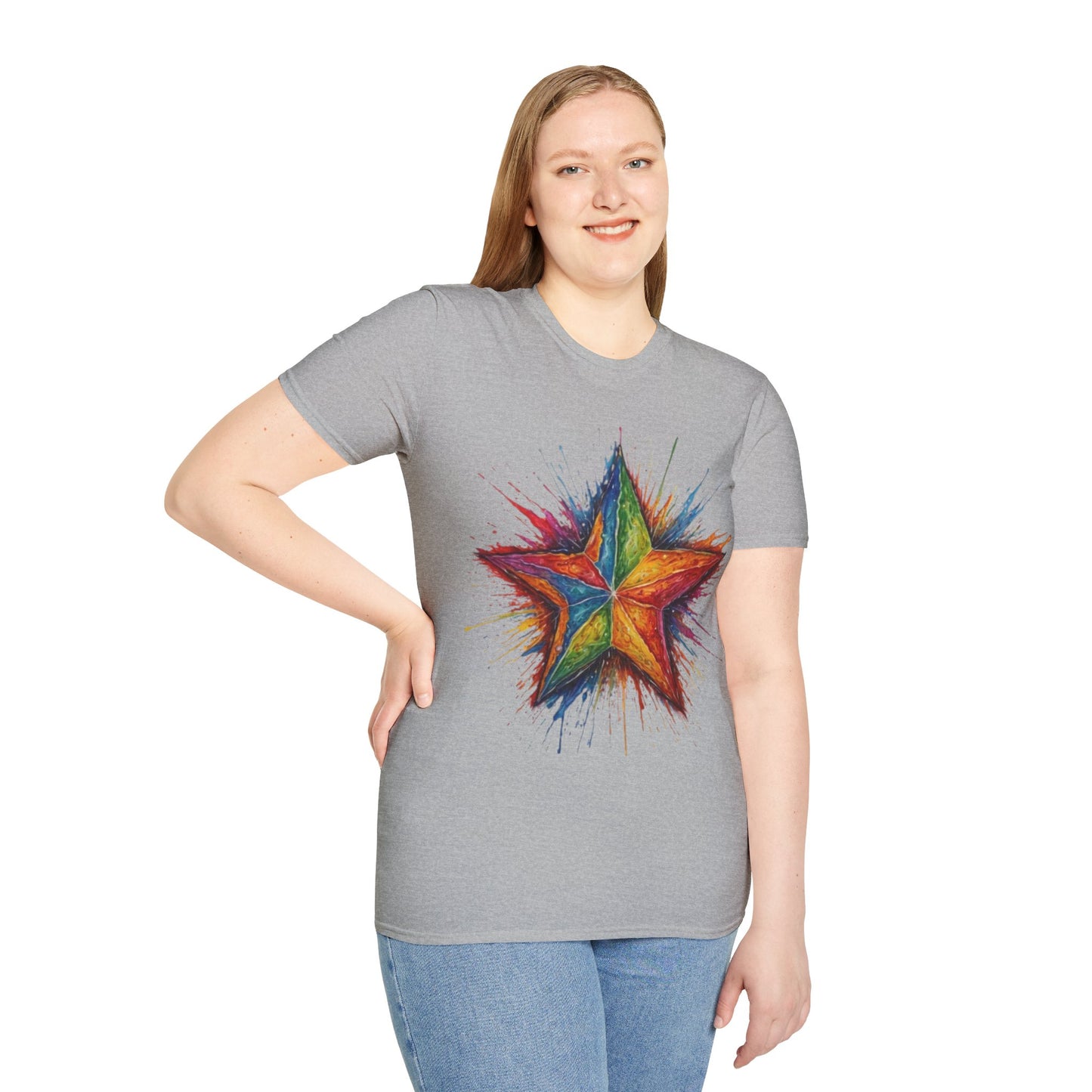 Burning Multicoloured Star - Unisex T-Shirt