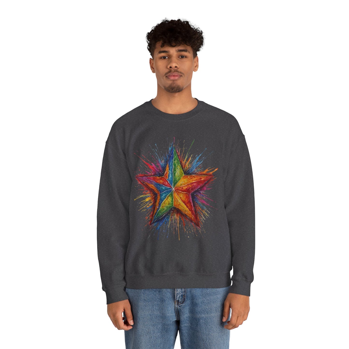 Burning Multicoloured Star - Unisex Crewneck Sweatshirt