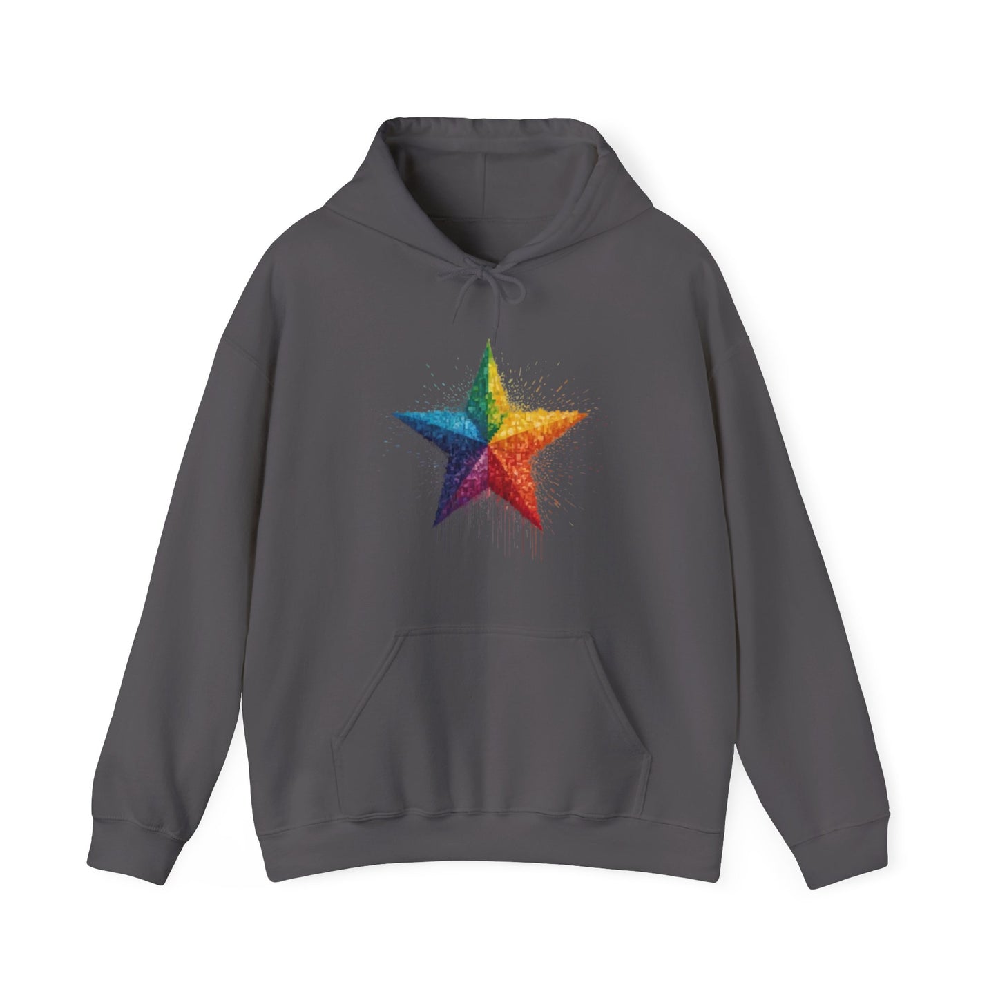 Multicoloured Pixelated Star - Unisex Hooded Sweatshirt