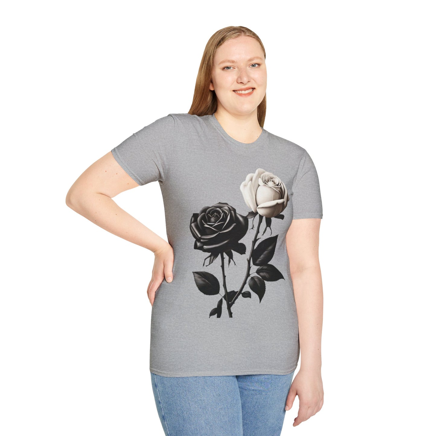 Black and White Rose - Unisex T-Shirt