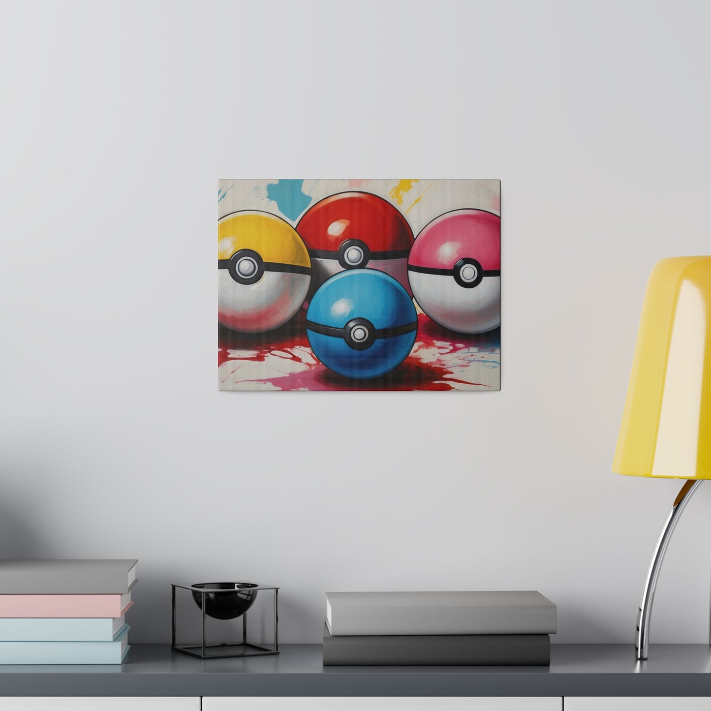 Messy Painted Colourful Multicoloured Poke-Balls Canvas - Matte Canvas, Stretched, 0.75"