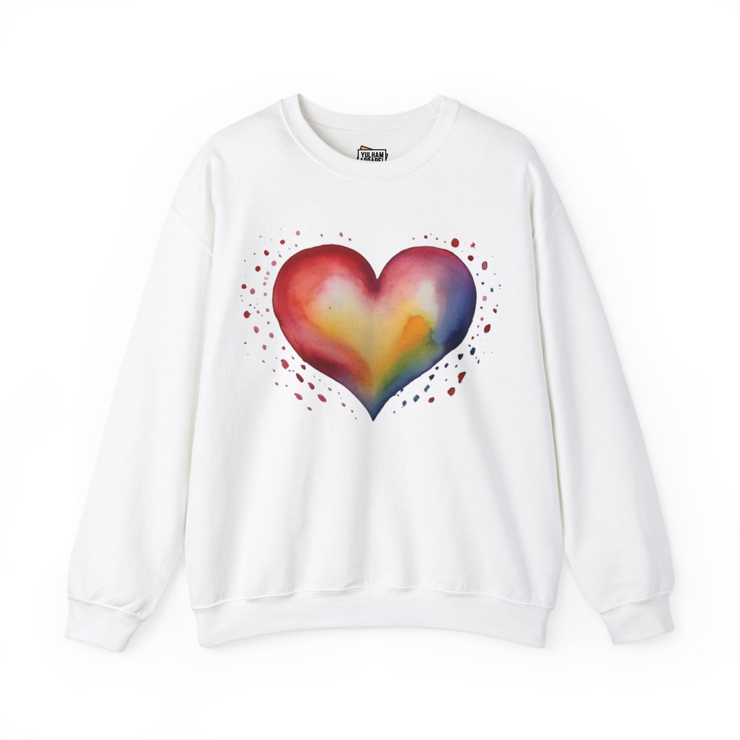 Colourful Watercolour Style Love Heart - Unisex Crewneck Sweatshirt